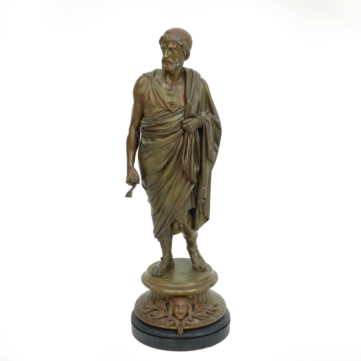 Large 19th C. Bronze Sculpture of a Roman Scholar