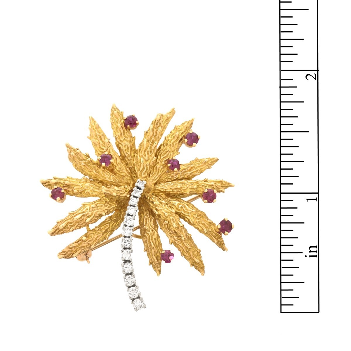 Diamond, Ruby and 14K Brooch