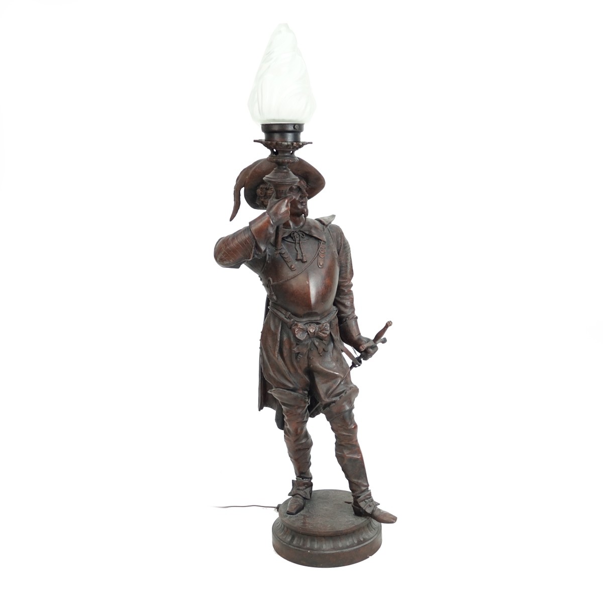 Large Antique French Musketeer Figural Lamp