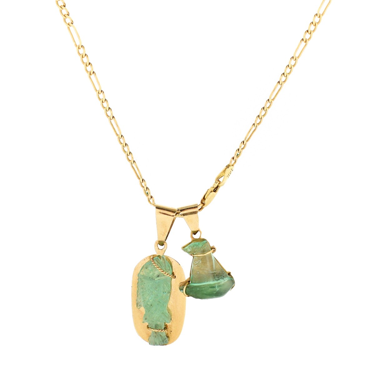 Italian Emerald and 14K Pendant Necklace