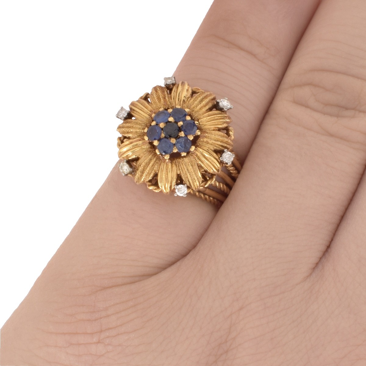 Sapphire, Diamond and 18K Ring