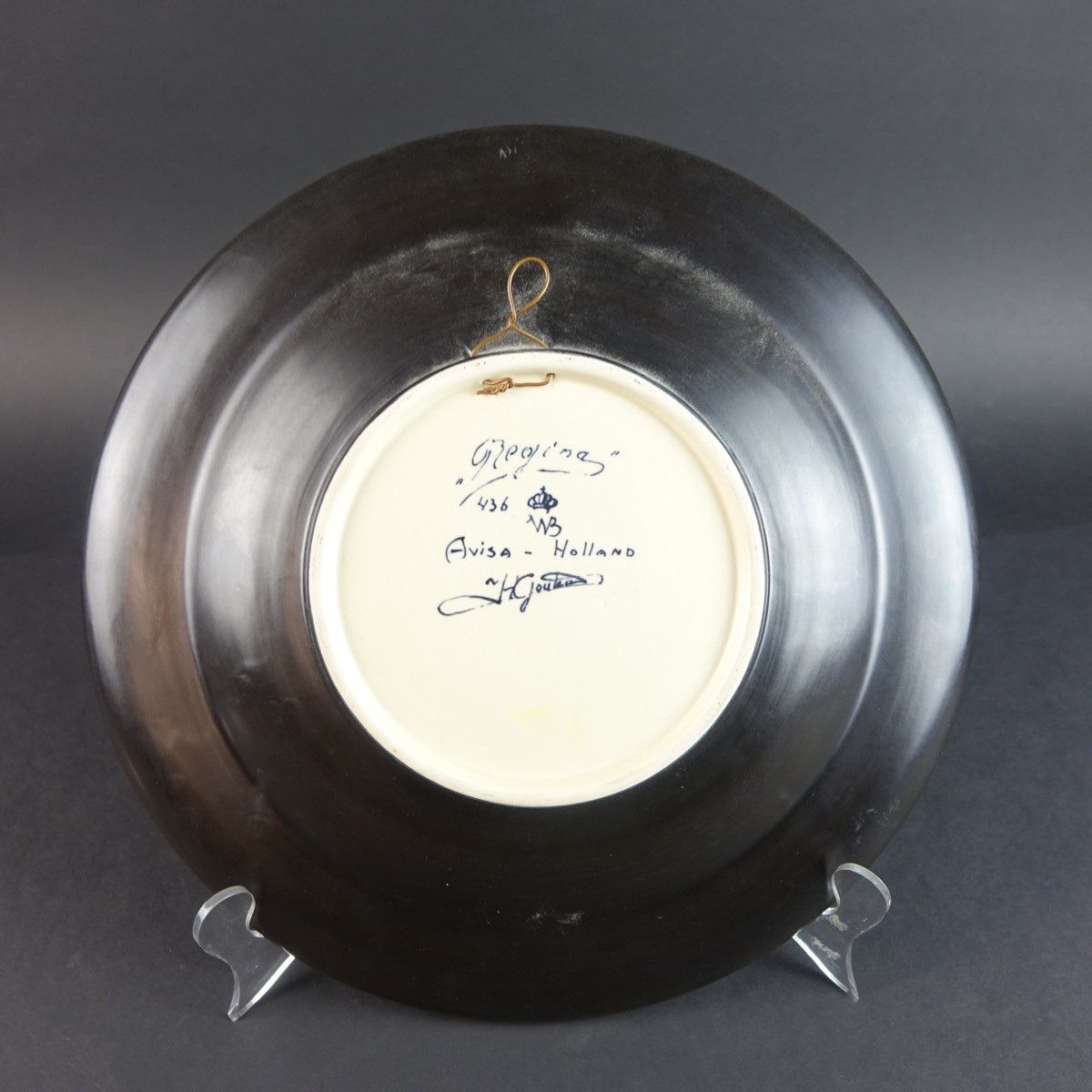 Large Antique Gouda Pottery Charger