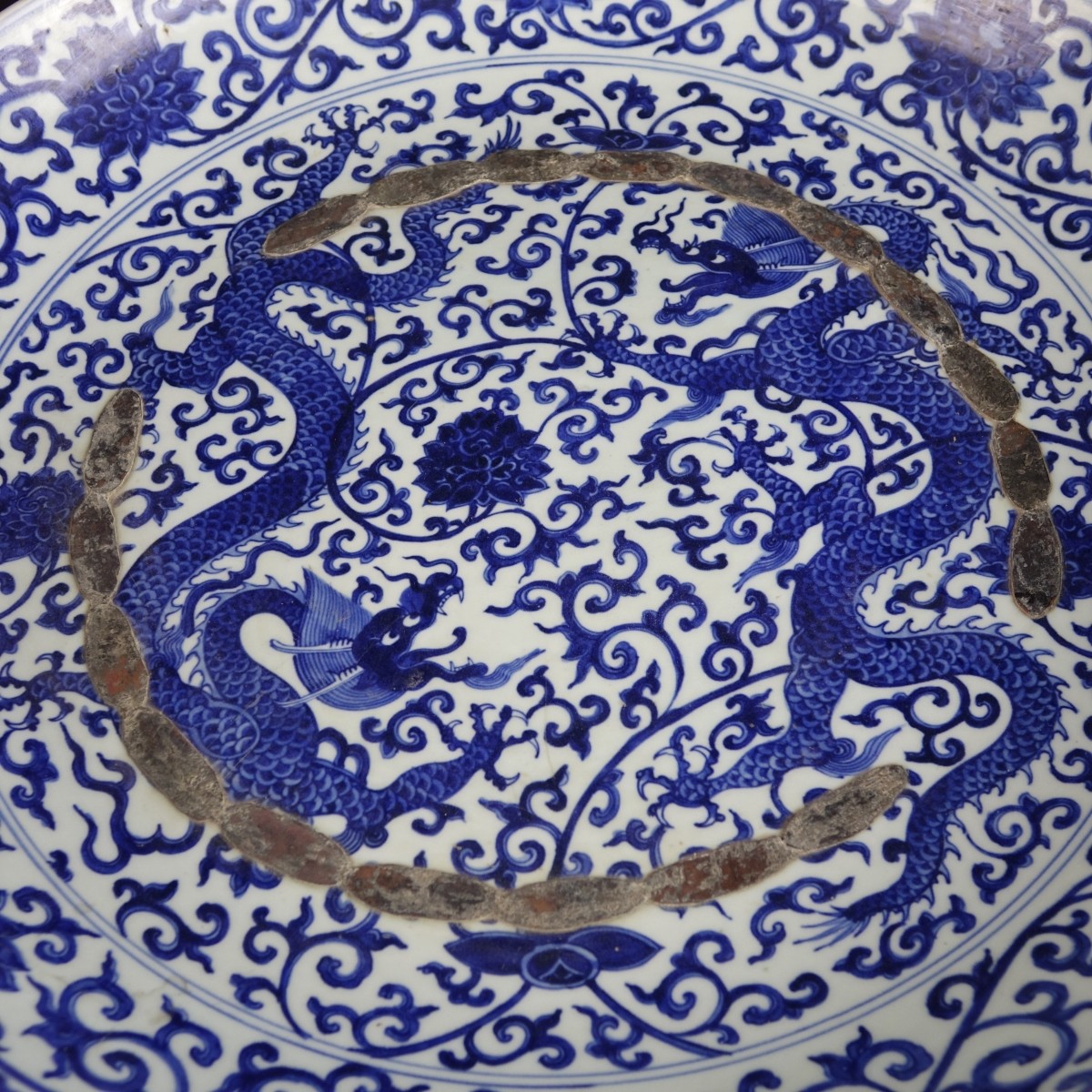 Chinese Blue and White "Dragon" Charger