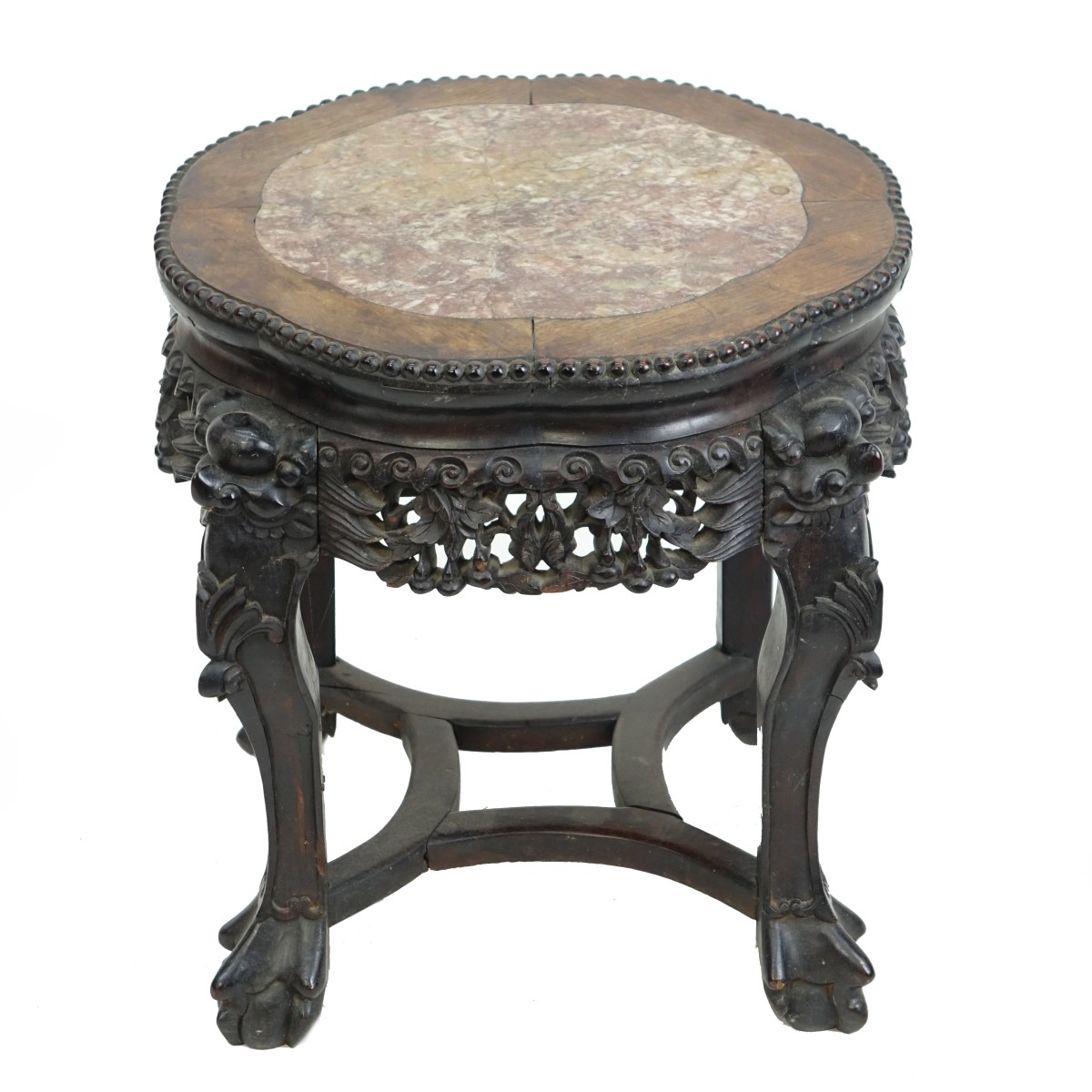 Antique Chinese Carved Hardwood Side Table