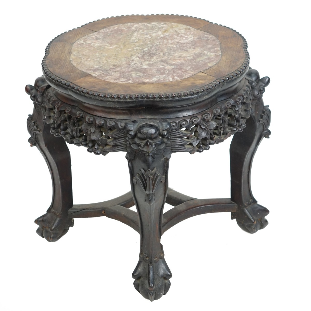 Antique Chinese Carved Hardwood Side Table