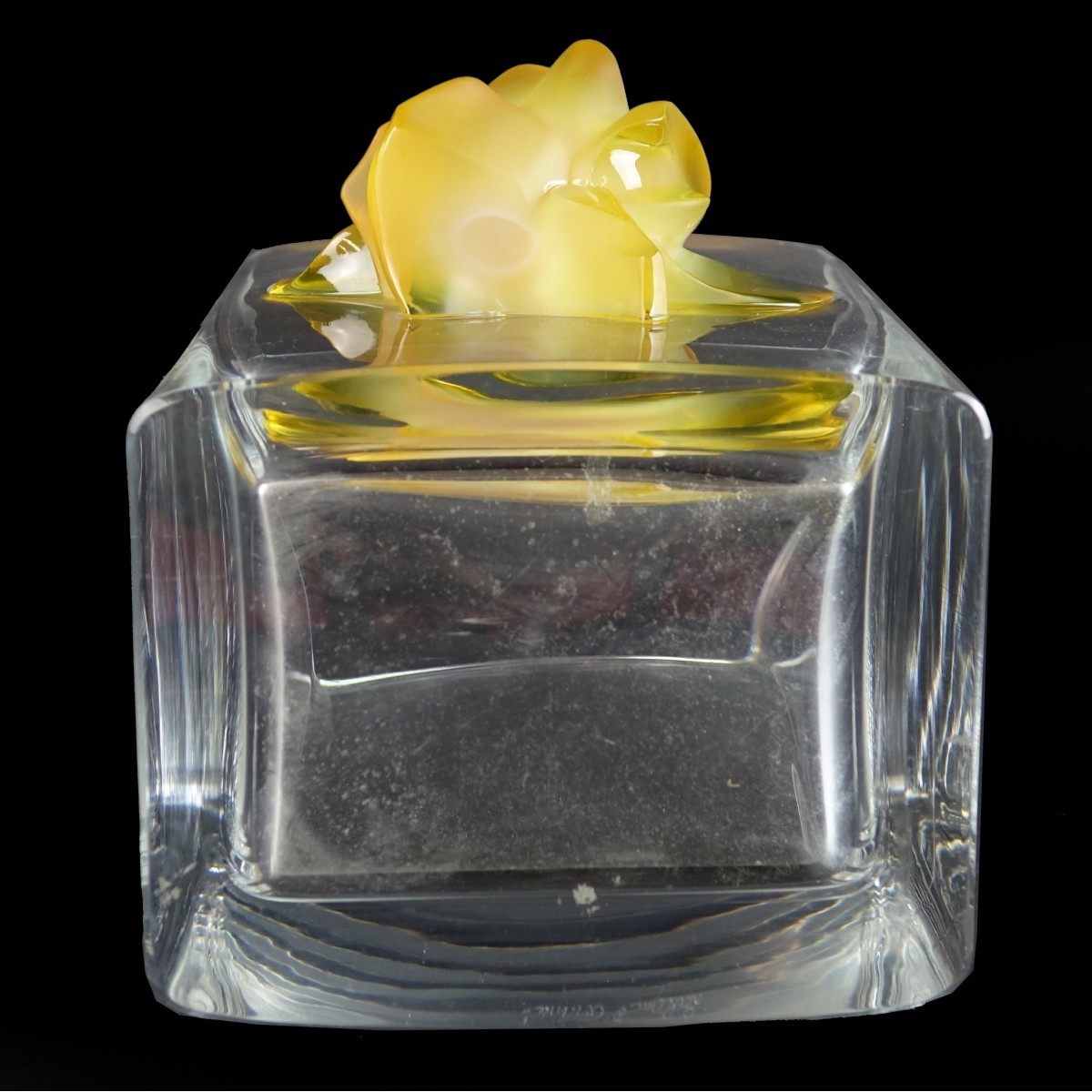 Lalique "Yellow Orchid" Crystal Vase