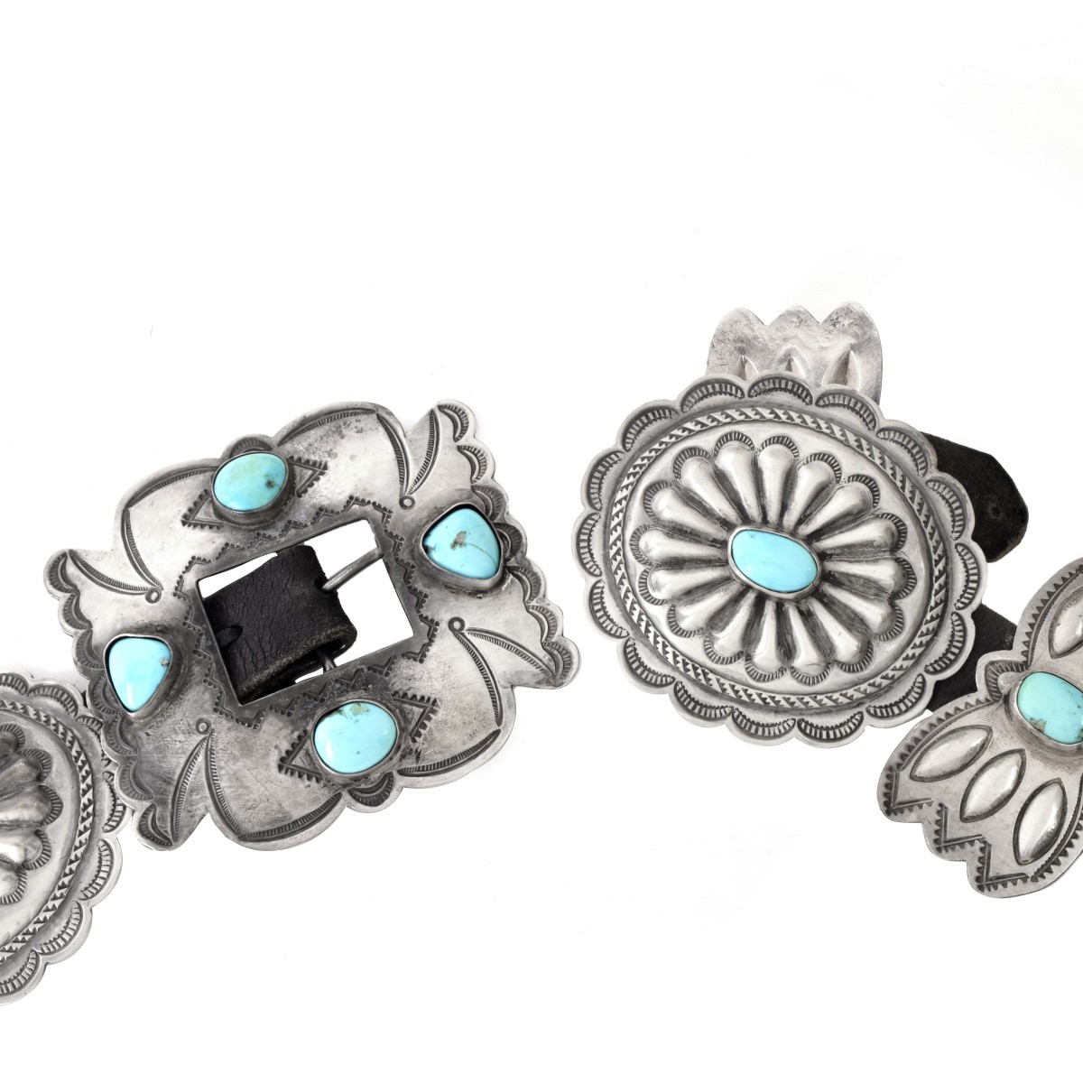 Navajo Silver and Turquoise Concho Belt