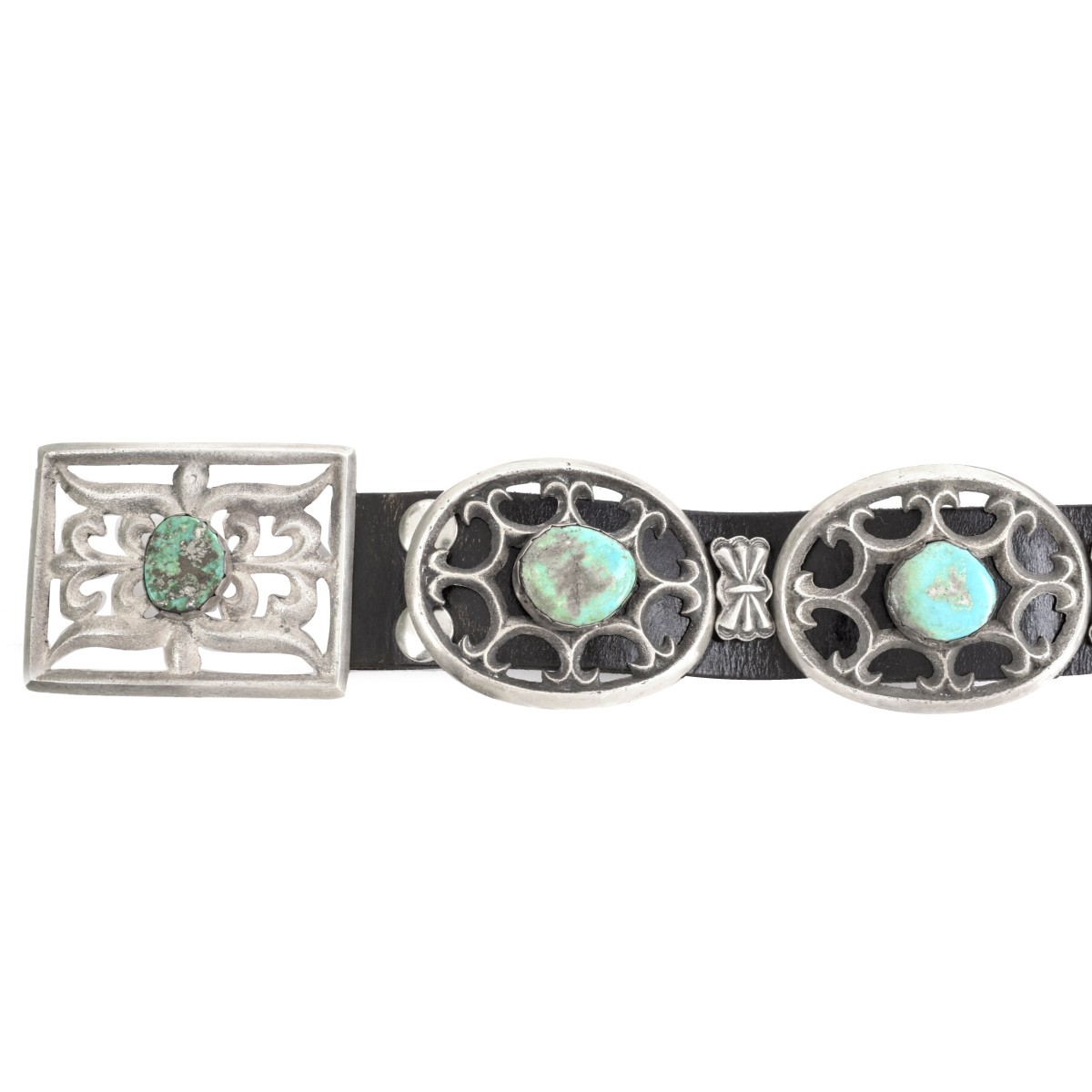 Navajo Silver and Turquoise Concho Belt