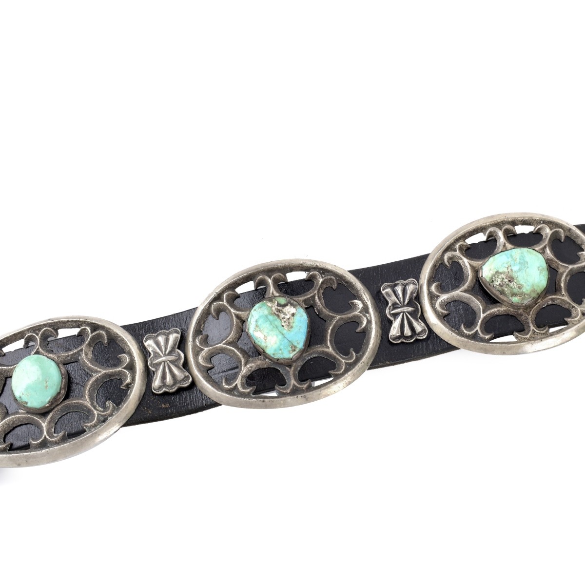 Navajo Silver and Turquoise Concho Belt