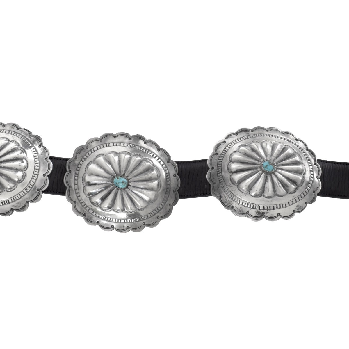 Navajo Silver and Turquoise Concho Belt