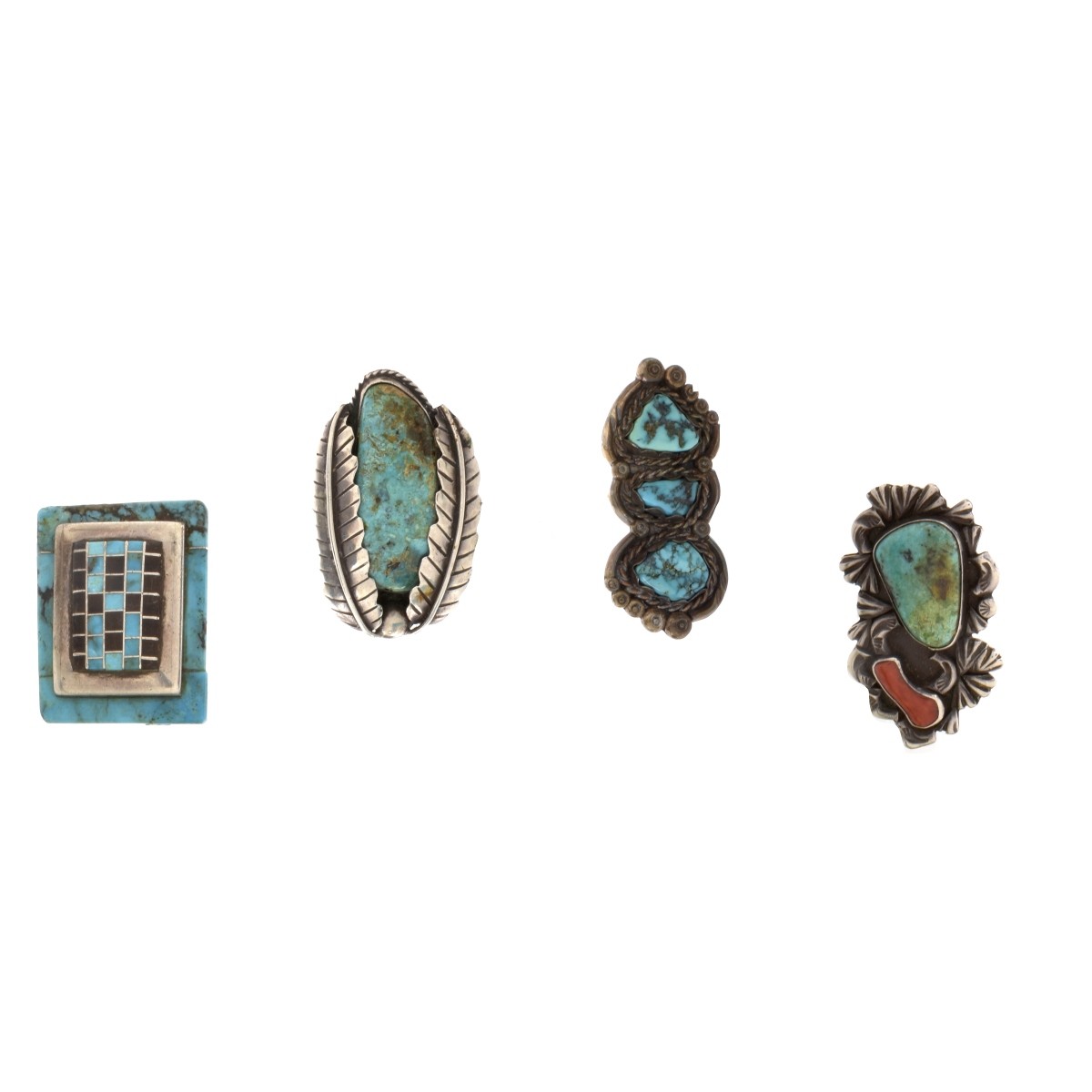 Five Piece Turquoise and Silver Jewelry