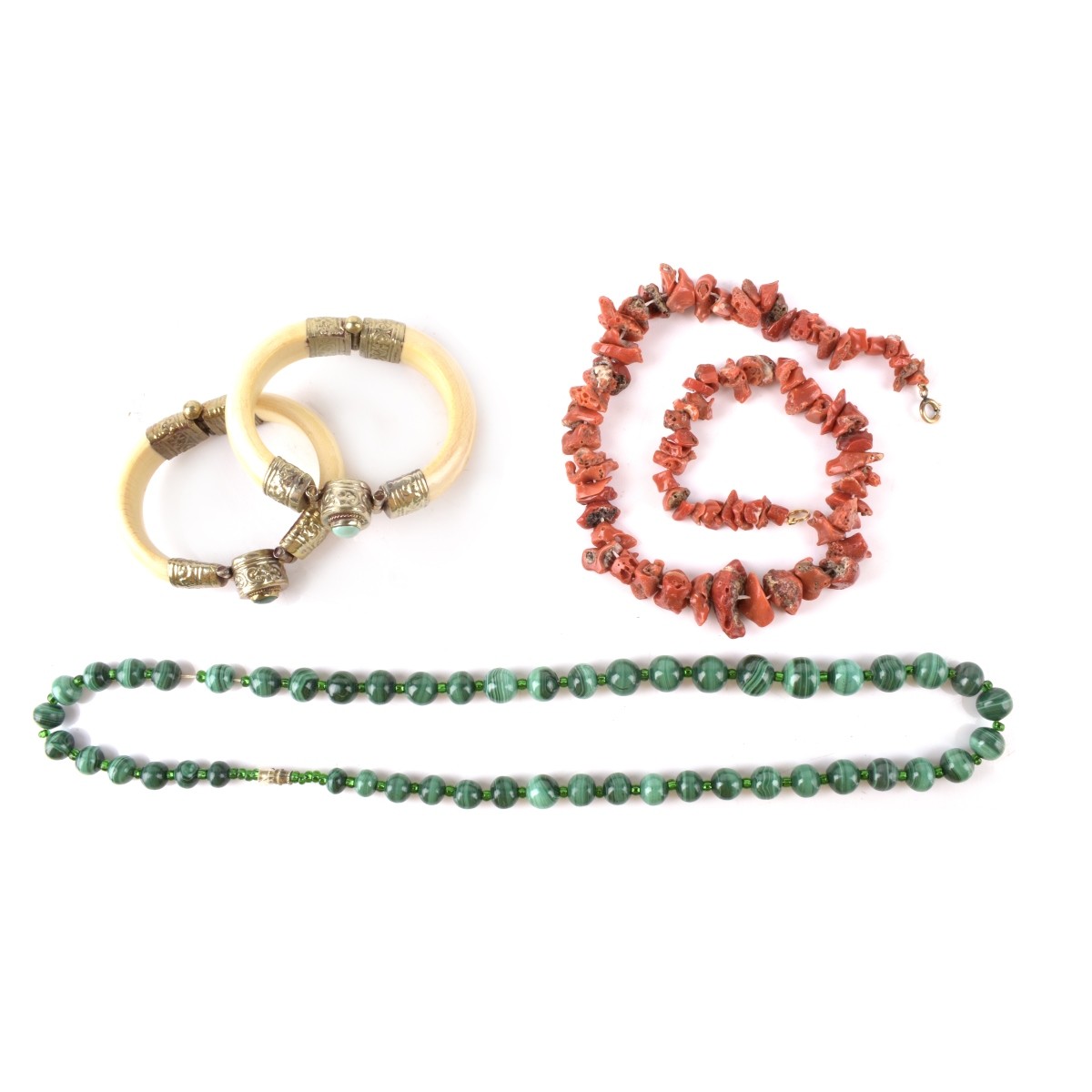 Malachite and Coral Necklaces
