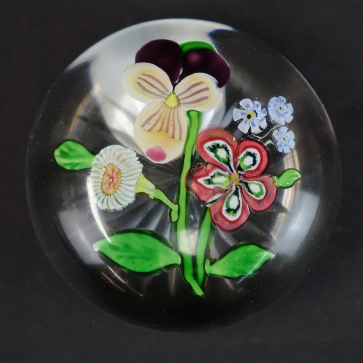 Antique Clichy Painted Art Glass Paperweight