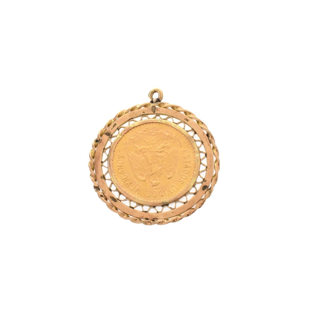 1959 10 Pesos Gold Coin Pendant