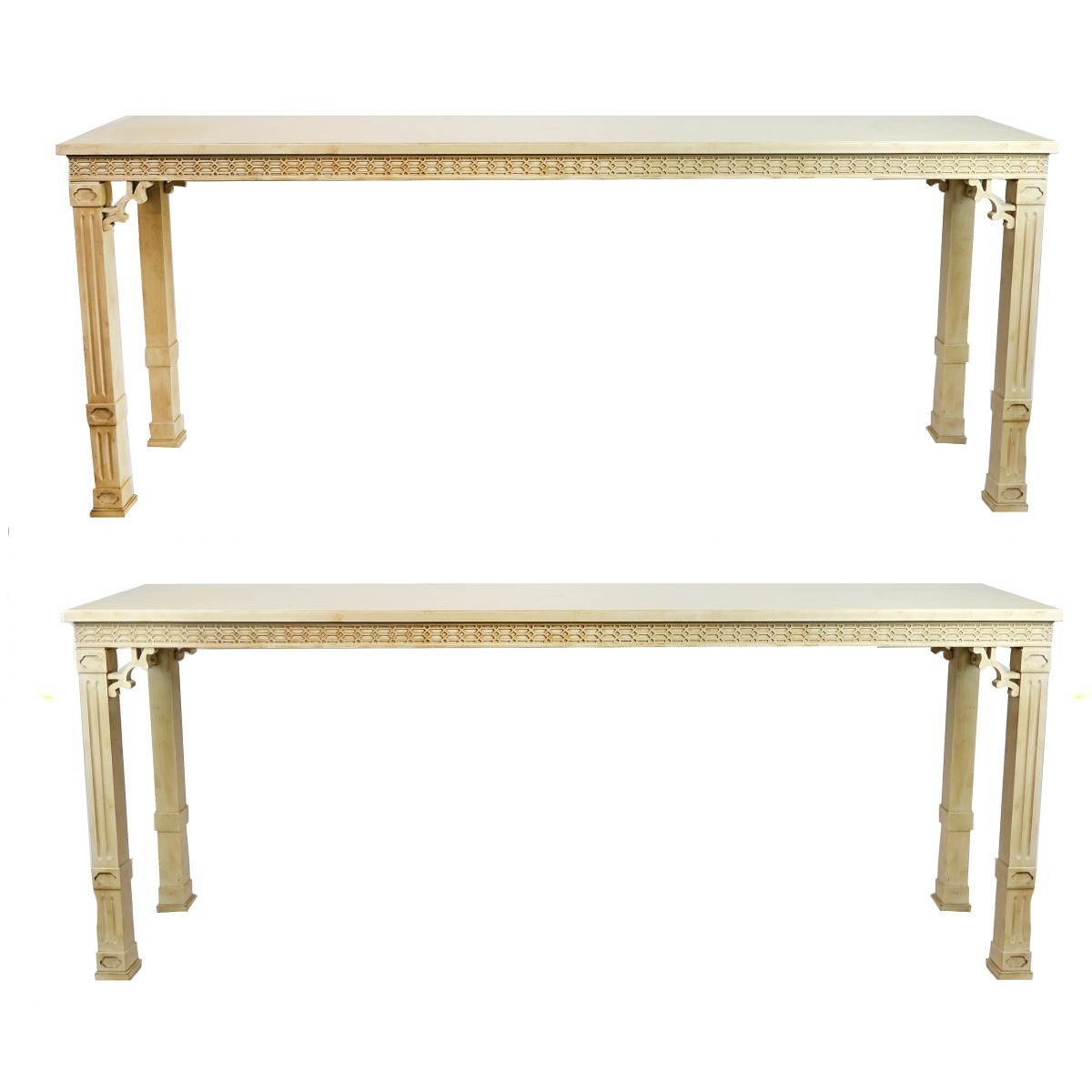 Pair of Chinese Chippendale Style Console Tables