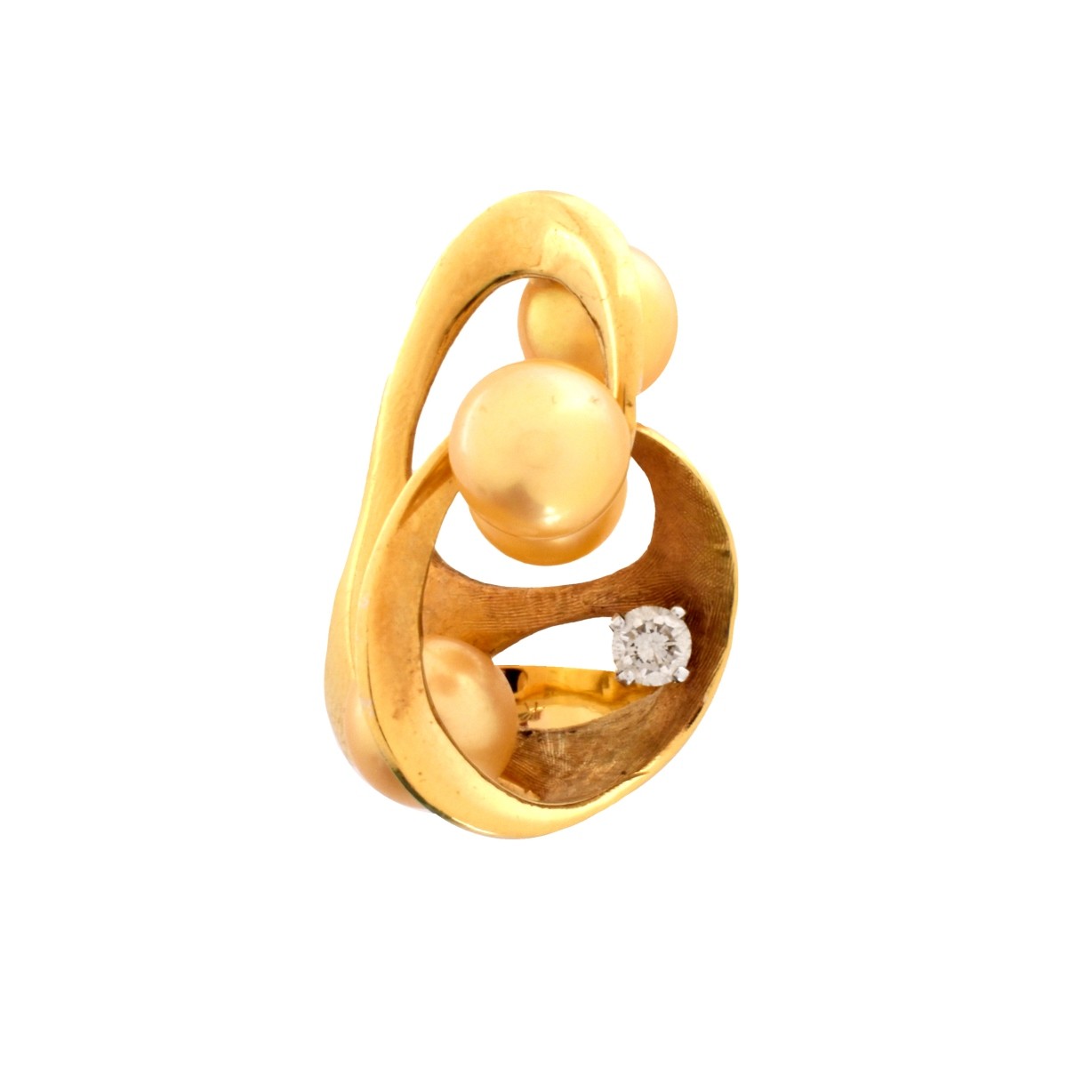 Pearl, Diamond and 14K Ring