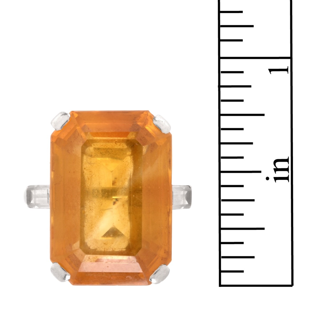 Citrine and Platinum Ring