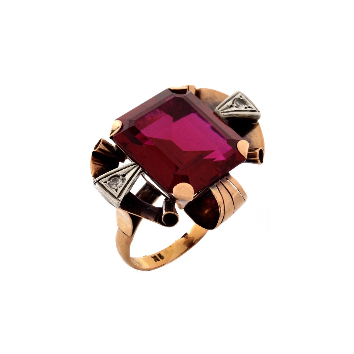 Retro 18K and Ruby Ring