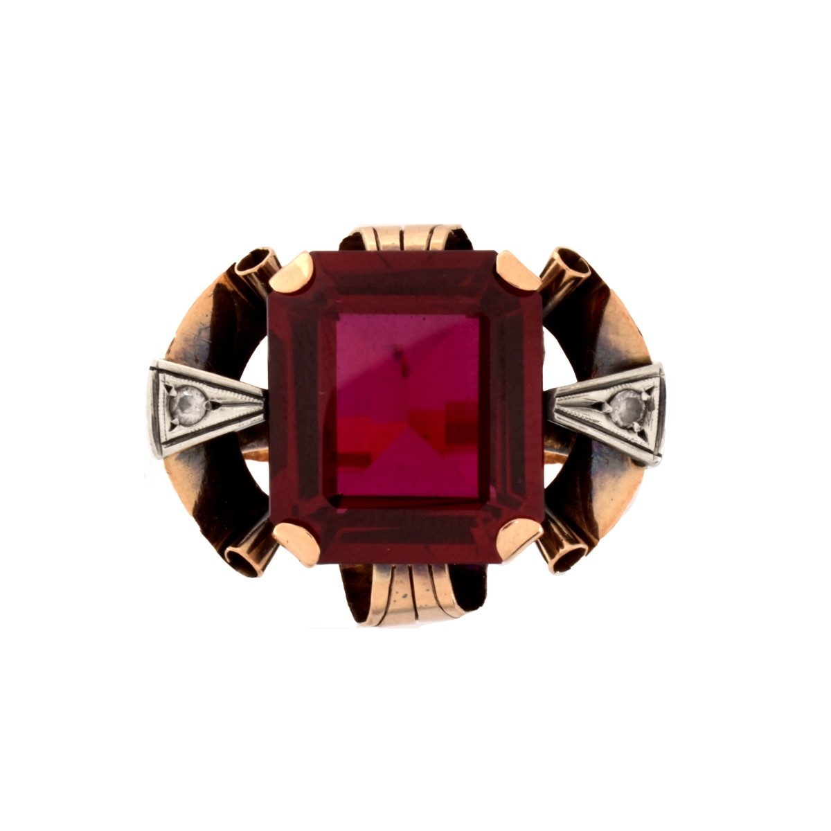 Retro 18K and Ruby Ring