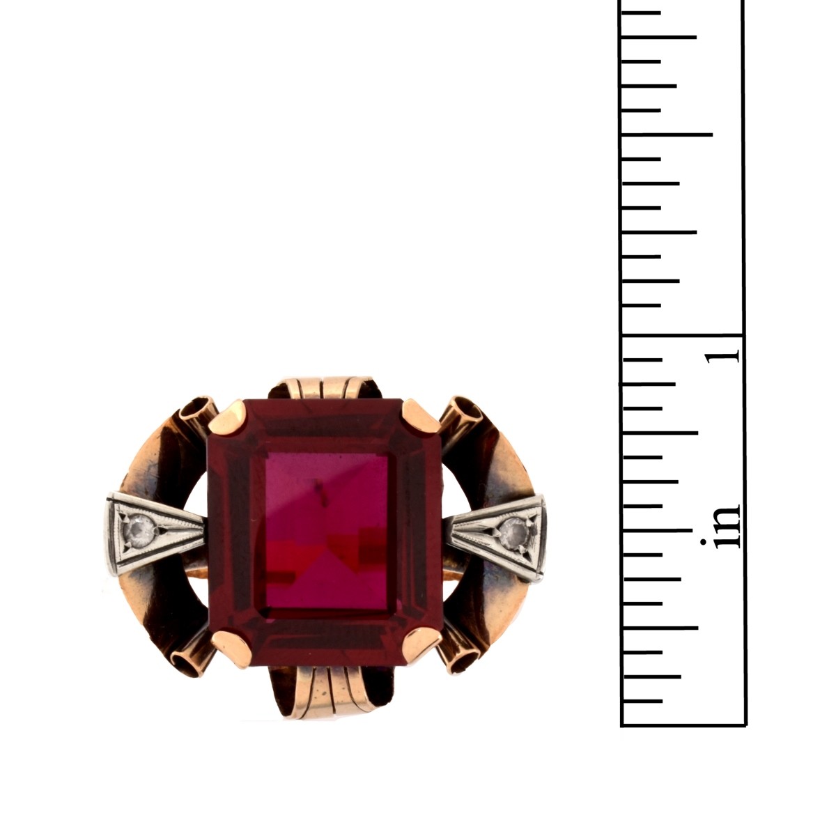 Retro 18K and Ruby Ring