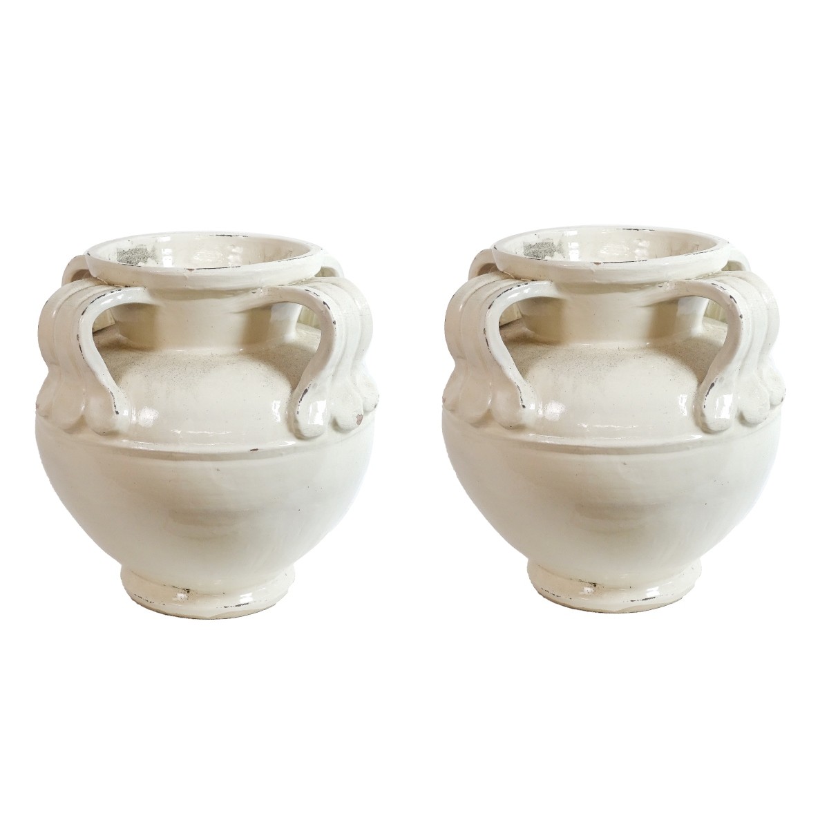 Pair of Large Glazed Earthenware Garden Pots