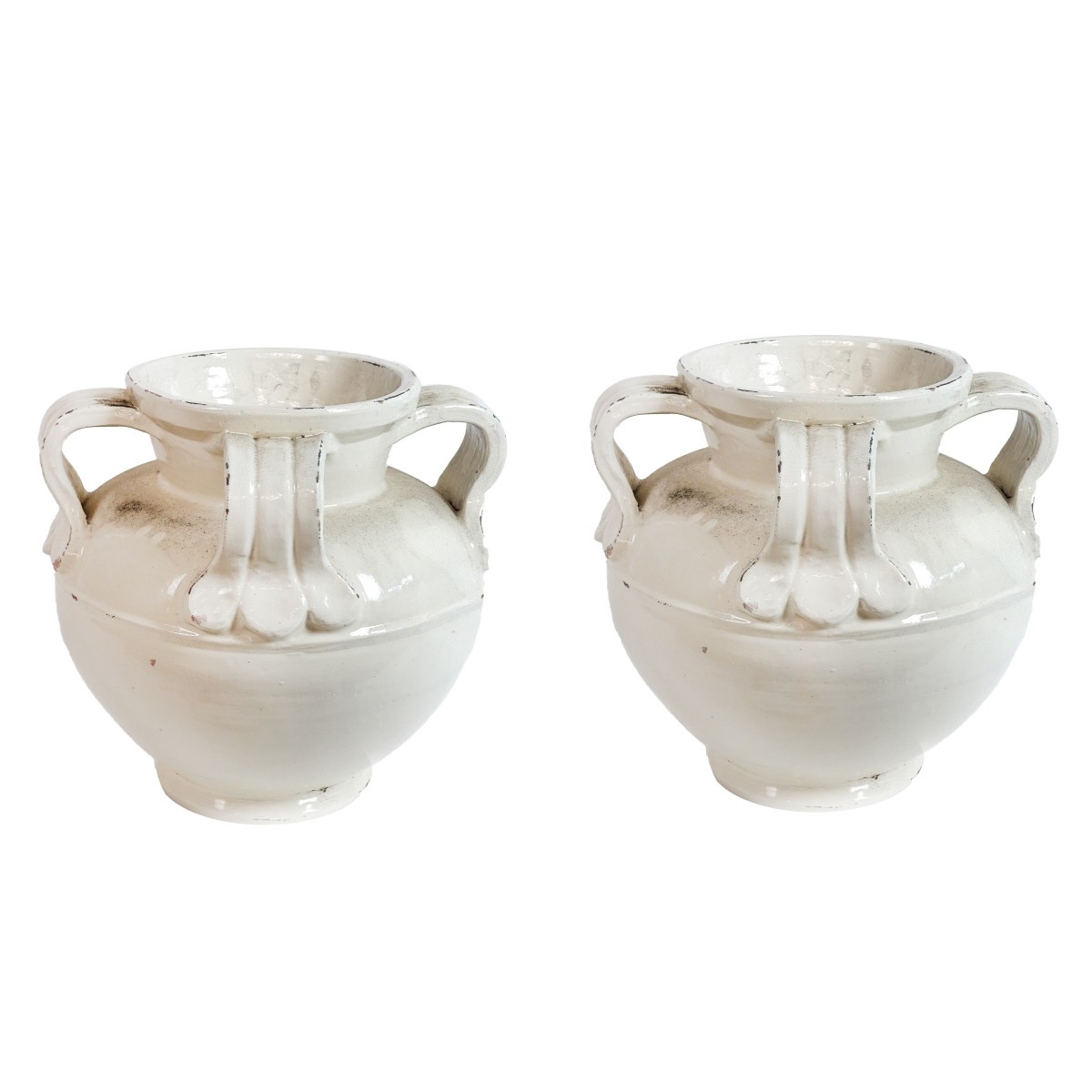 Pair of Large Glazed Earthenware Garden Pots