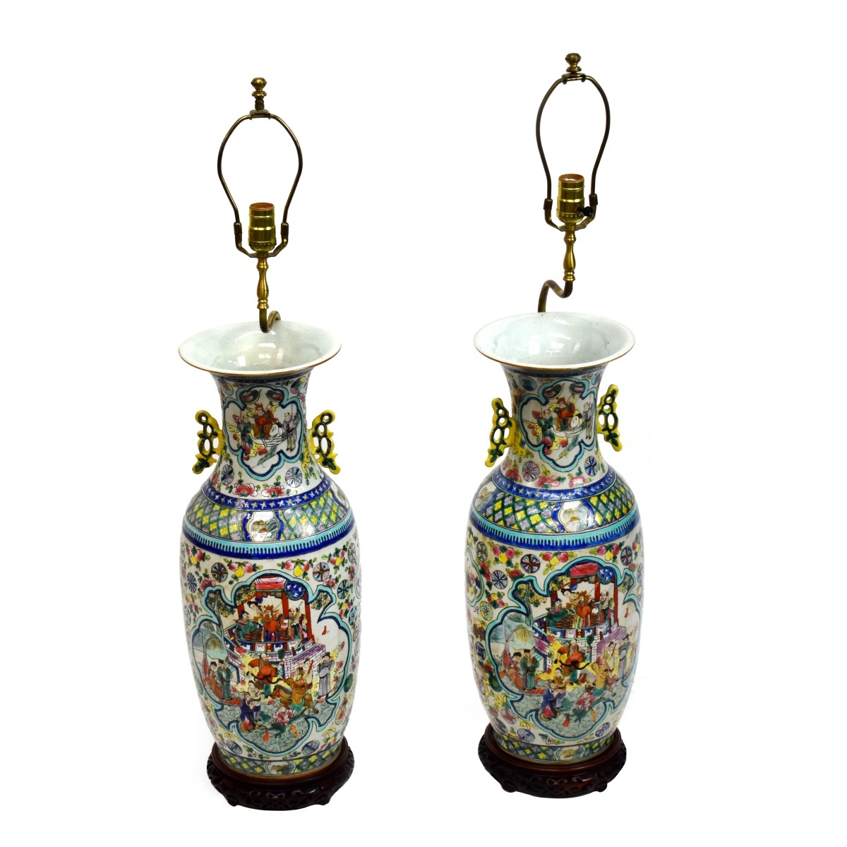 Pair of Large Chinese Vases Mounted as Lamps