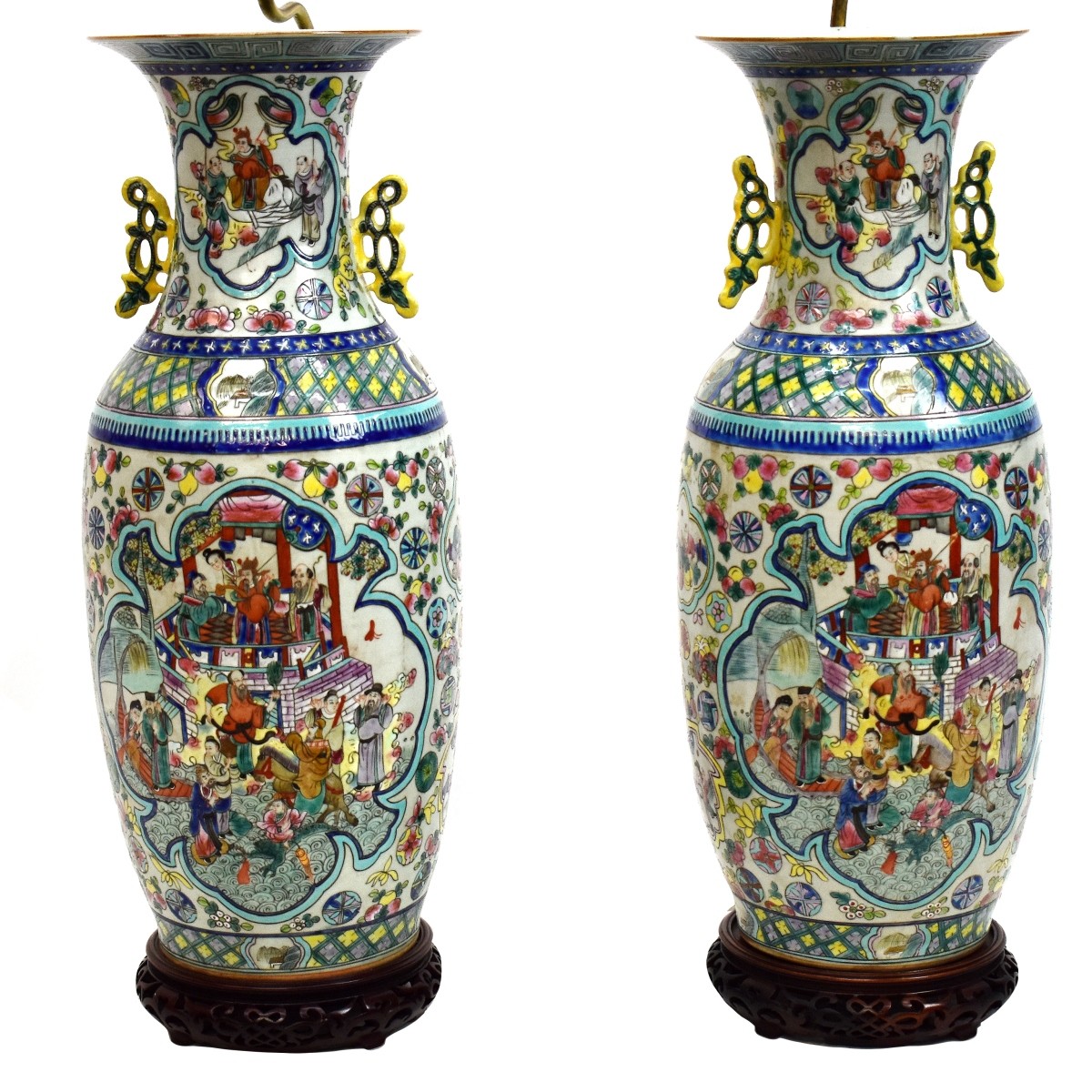 Pair of Large Chinese Vases Mounted as Lamps