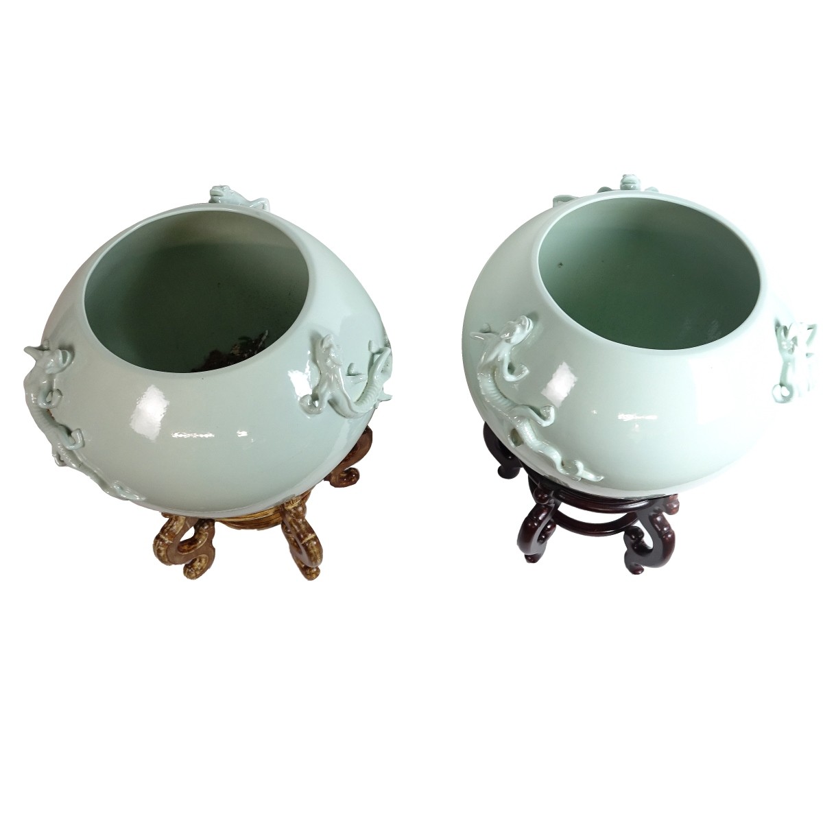 Pair of Large Modern Chinese Celadon Style Vases