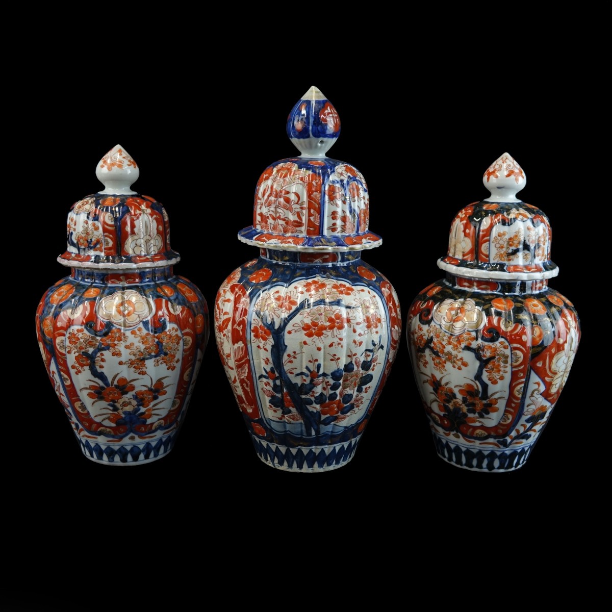 Three (3) Japanese Imari Porcelain Covered Jars