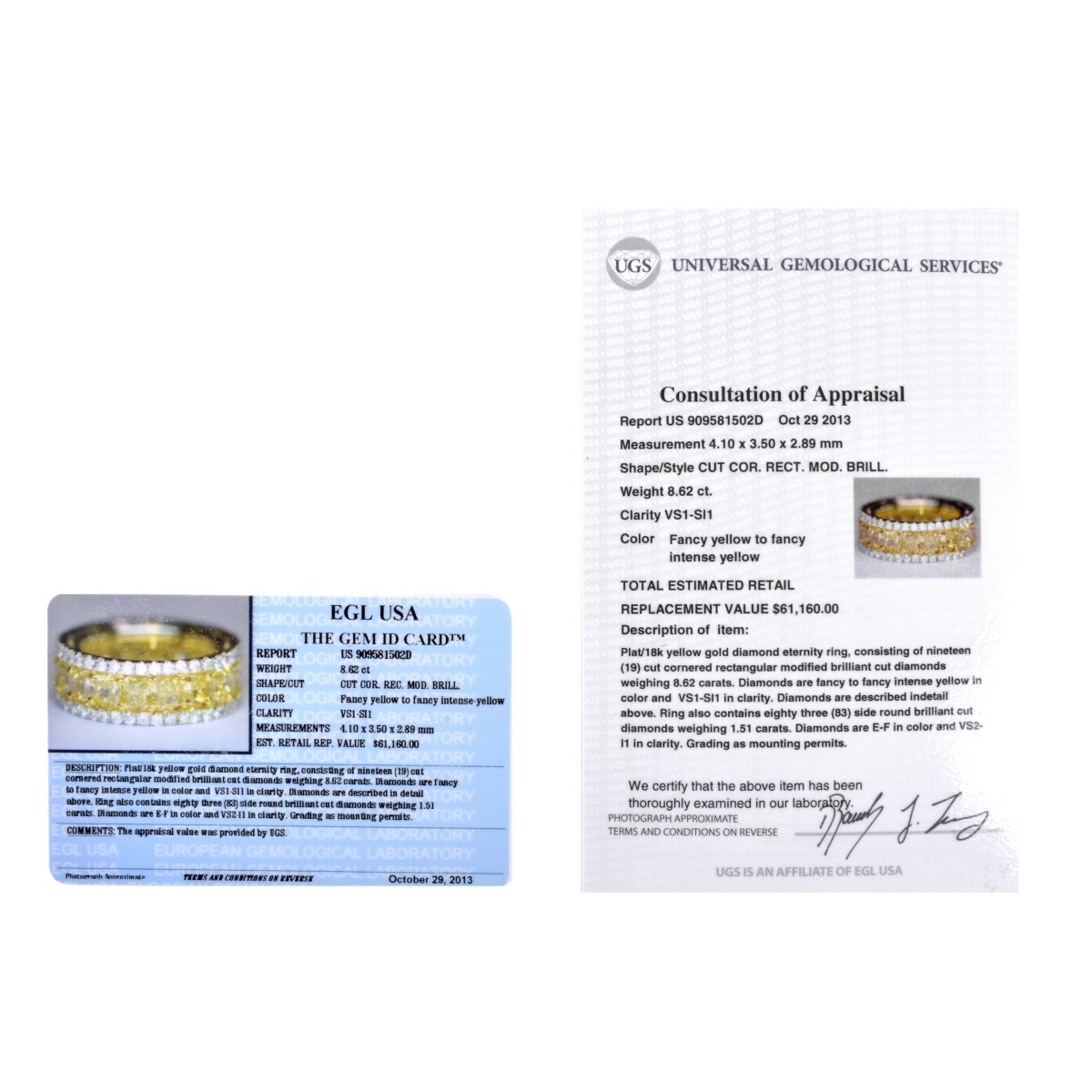 EGL Yellow Diamond Eternity Band