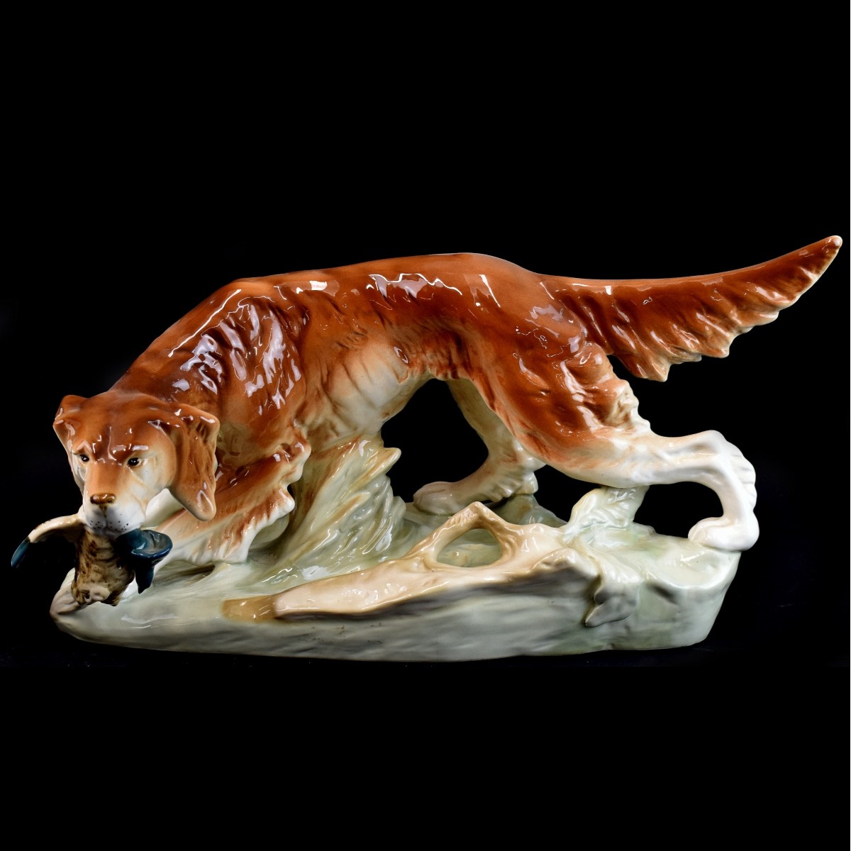 Royal Dux "Retriever with Pheasant" Figurine