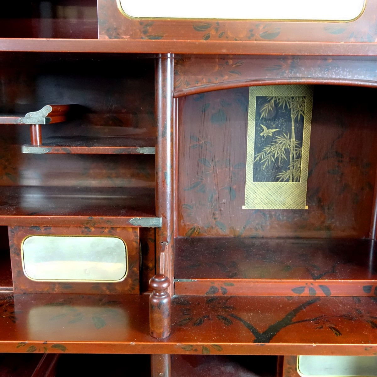 Japanese Red Lacquered Etagere/Cabinet