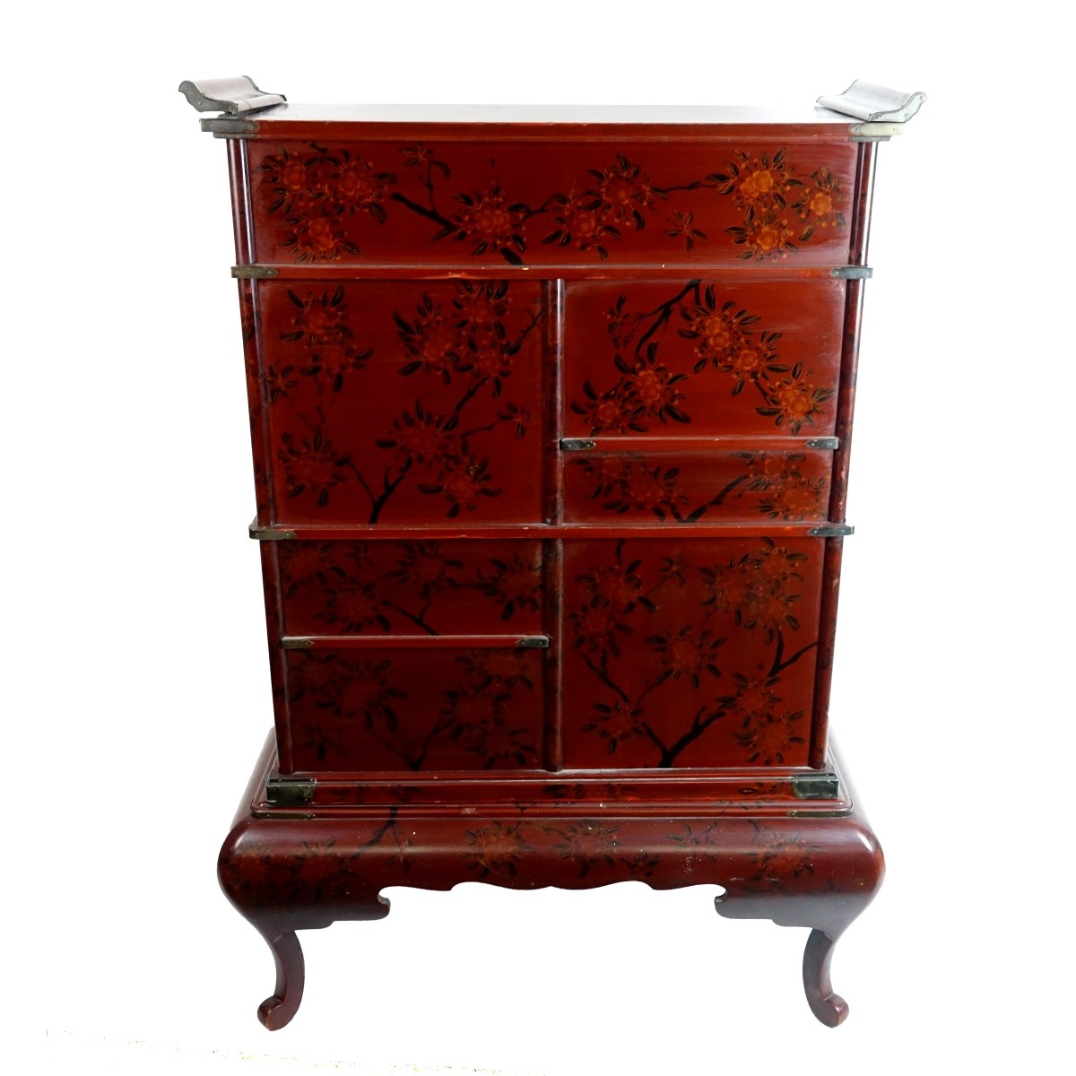 Japanese Red Lacquered Etagere/Cabinet