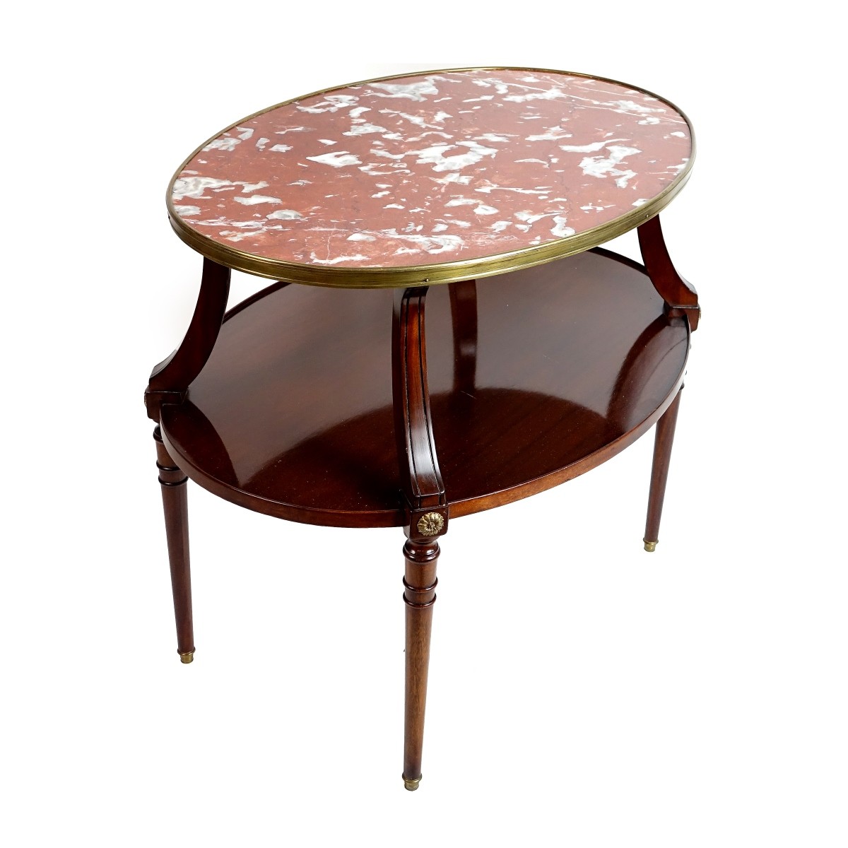 Louis XVI Style Mahogany Two Tiered Side Table