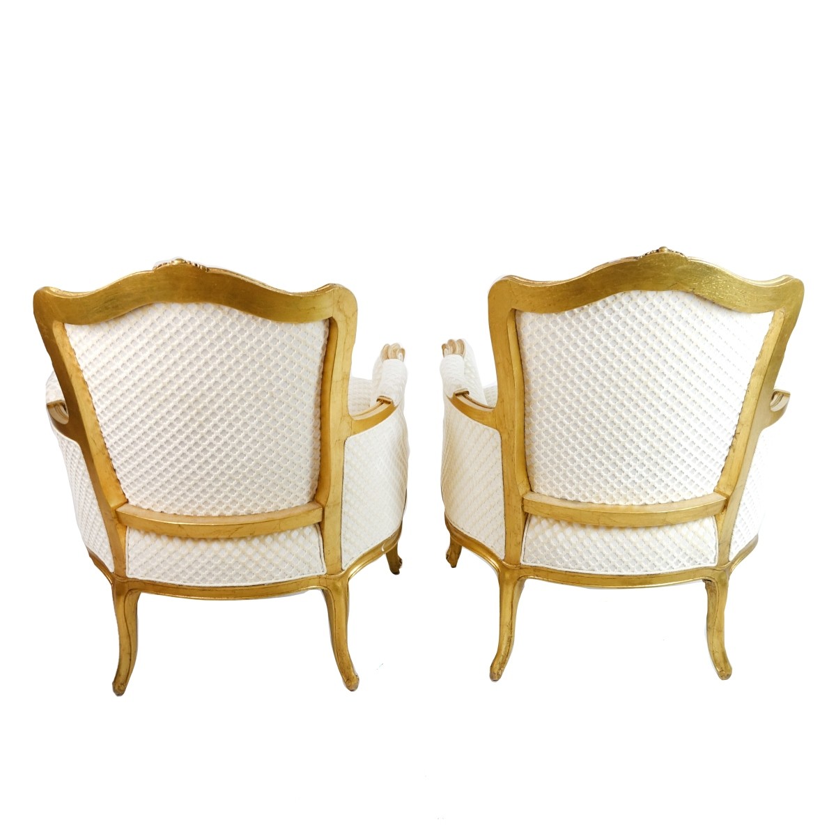 Louis XVI Style Gilt Carved Bergere Chairs