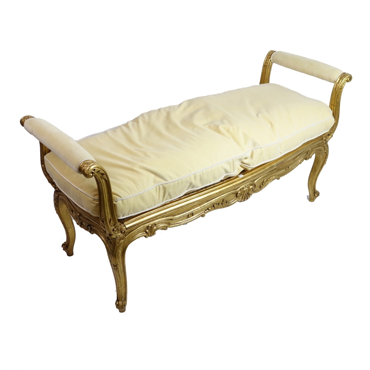 Louis XVI Style Gilt Carved Bench