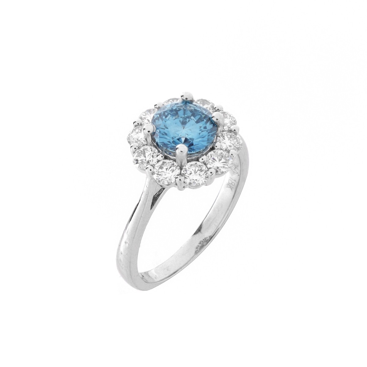 Sky Blue Diamond and 18K Ring