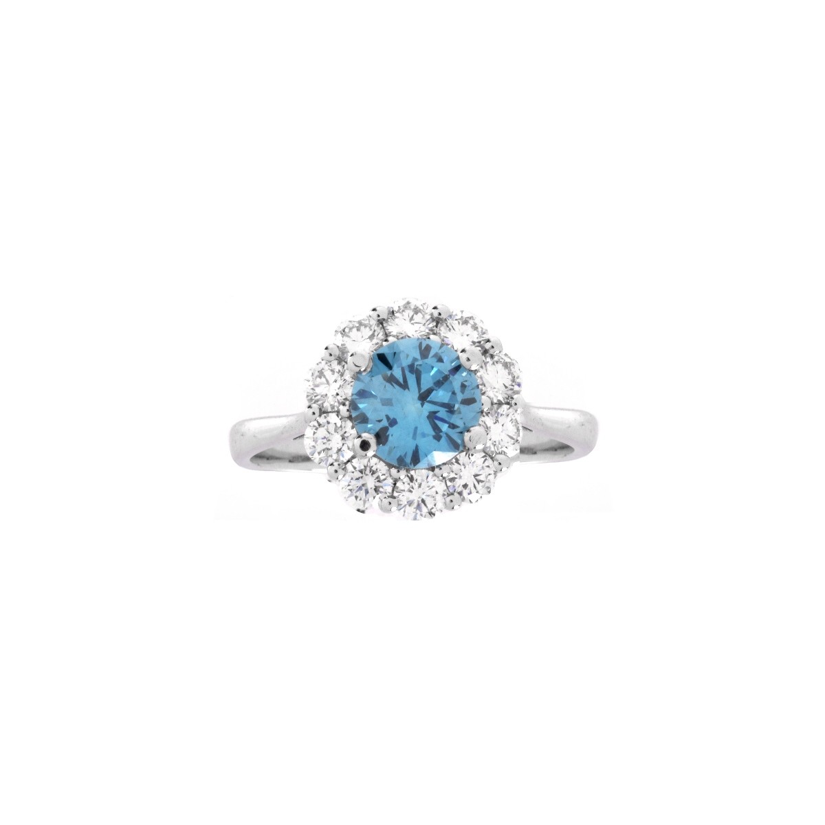 Sky Blue Diamond and 18K Ring