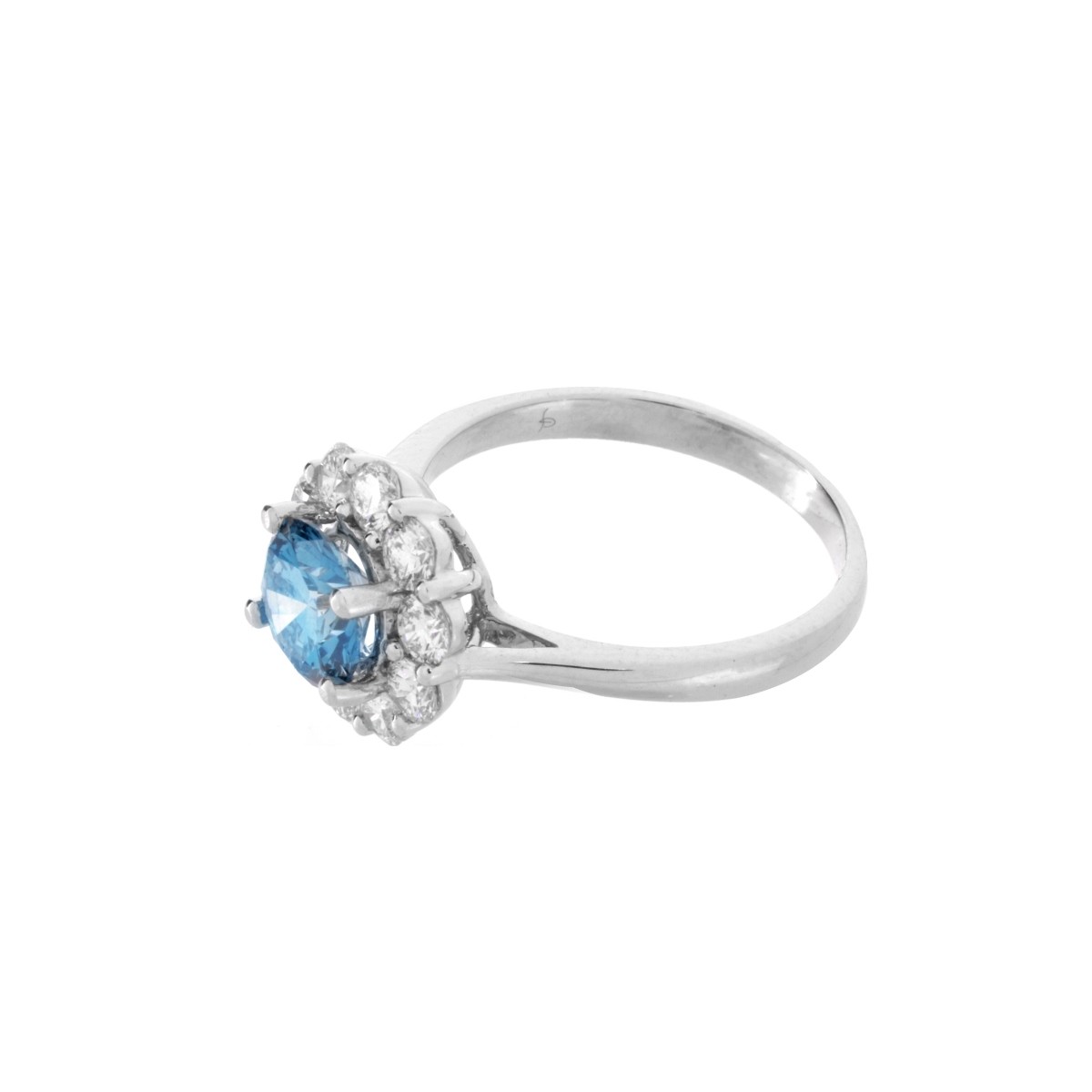 Sky Blue Diamond and 18K Ring