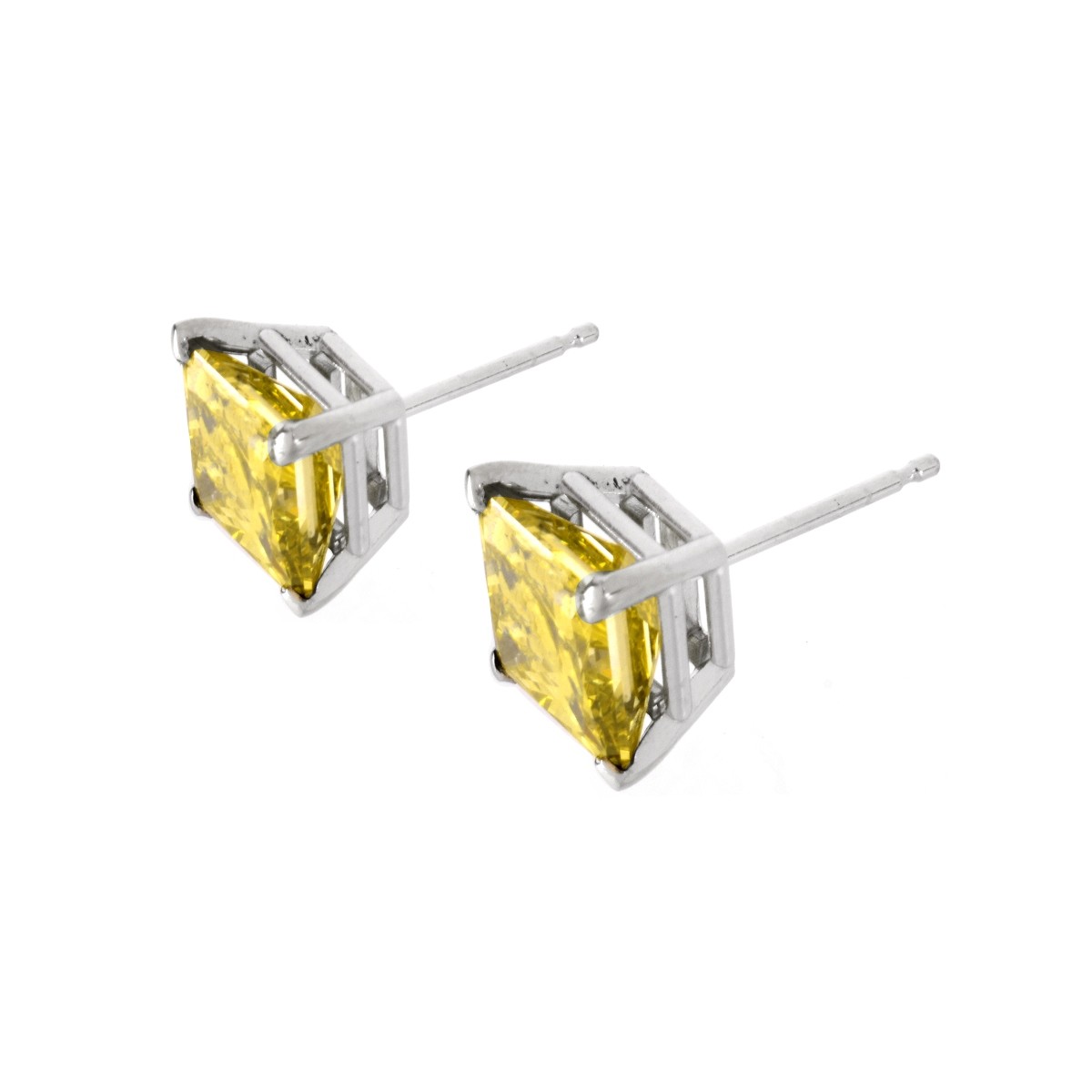 GIA Fancy Vivid Yellow Diamond Ear Studs