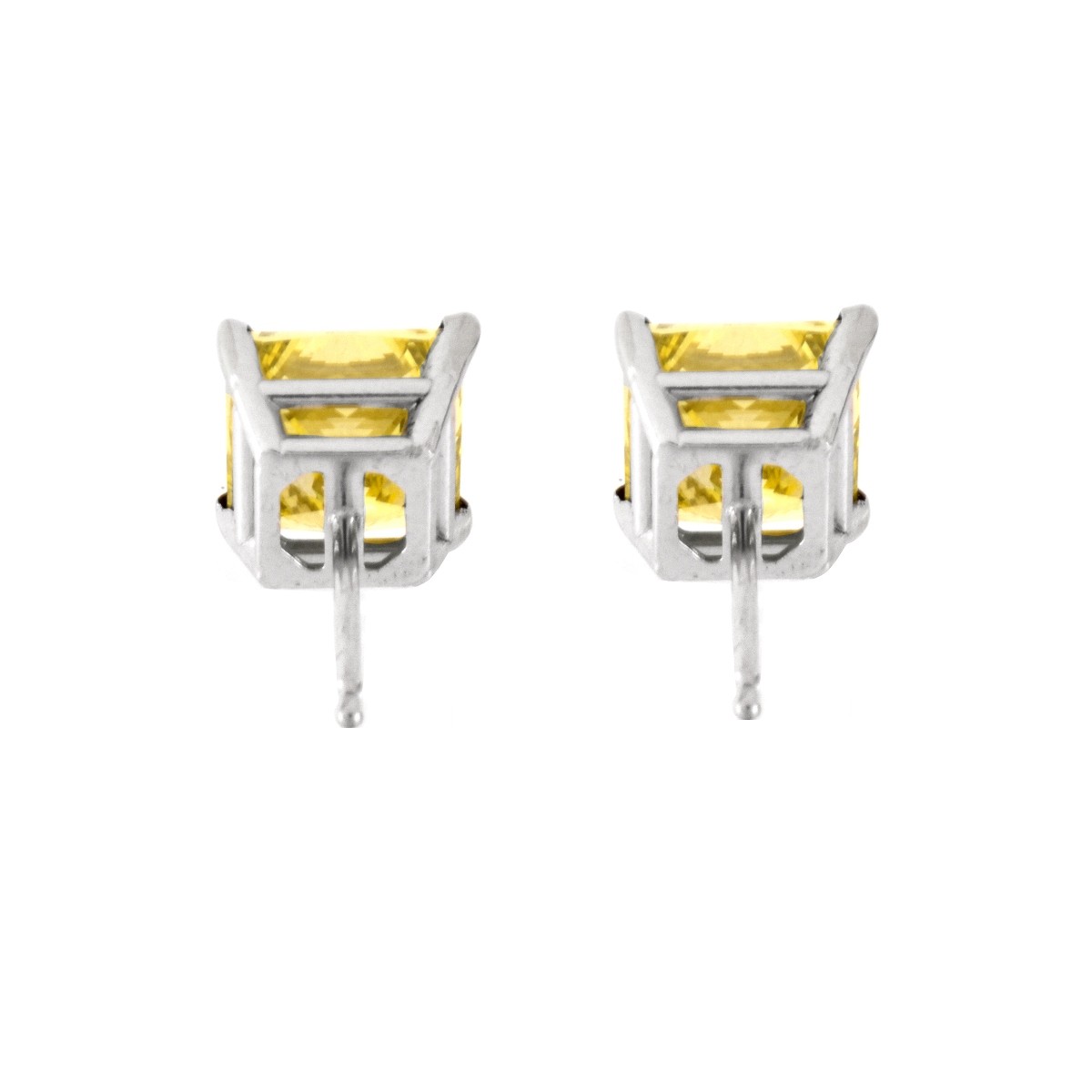 GIA Fancy Vivid Yellow Diamond Ear Studs