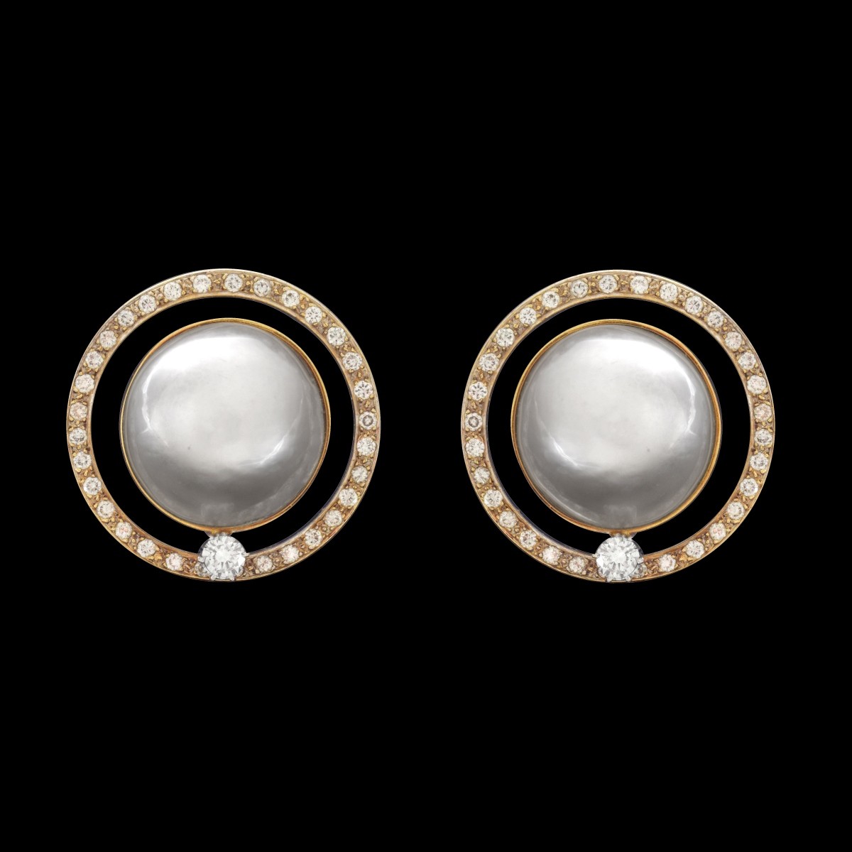 Diamond, Pearl and 14K Earrings