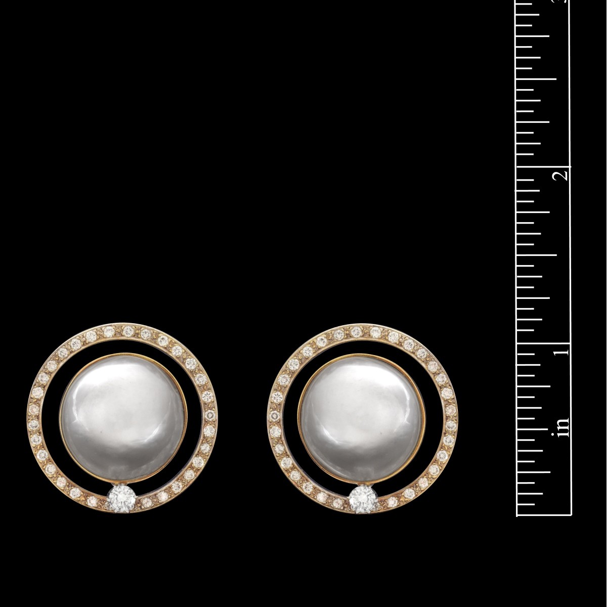 Diamond, Pearl and 14K Earrings