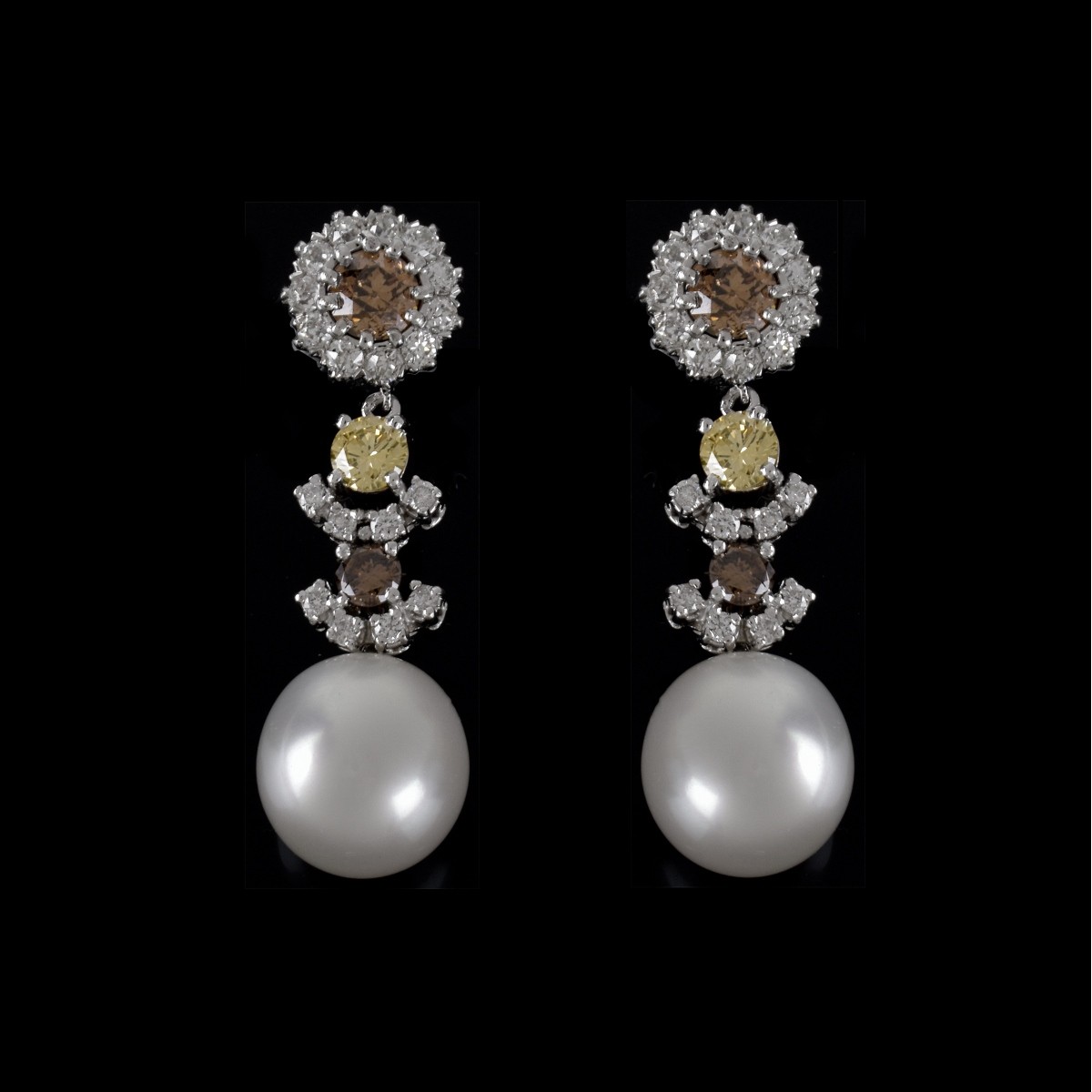 Diamond, Pearl and Platinum Earrings