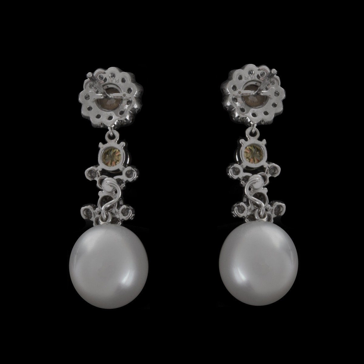 Diamond, Pearl and Platinum Earrings