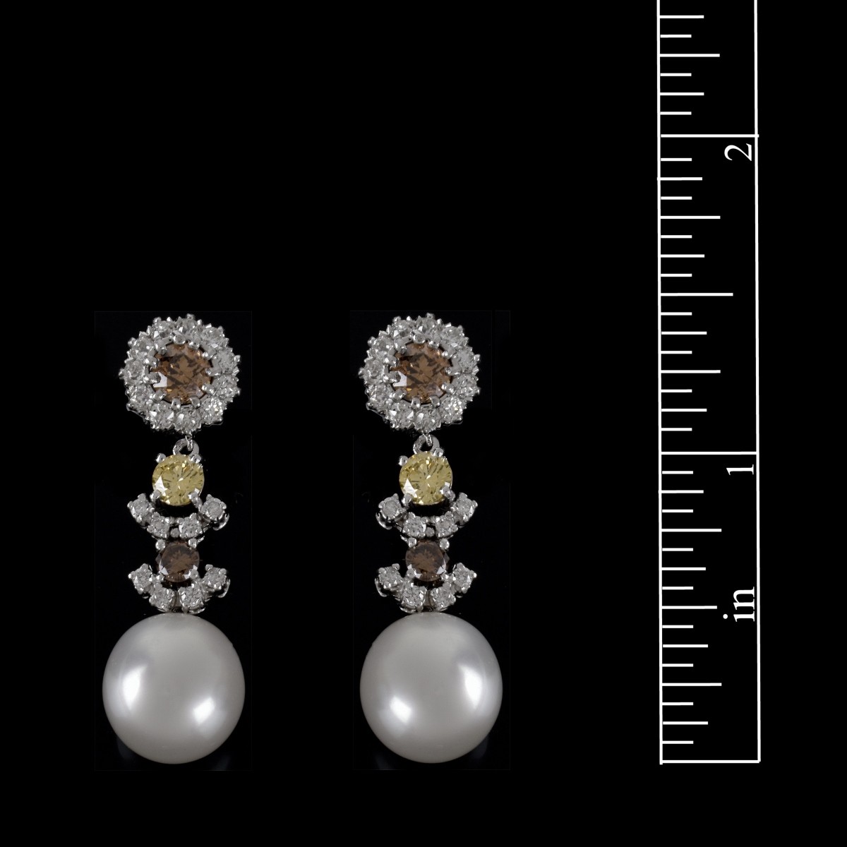 Diamond, Pearl and Platinum Earrings