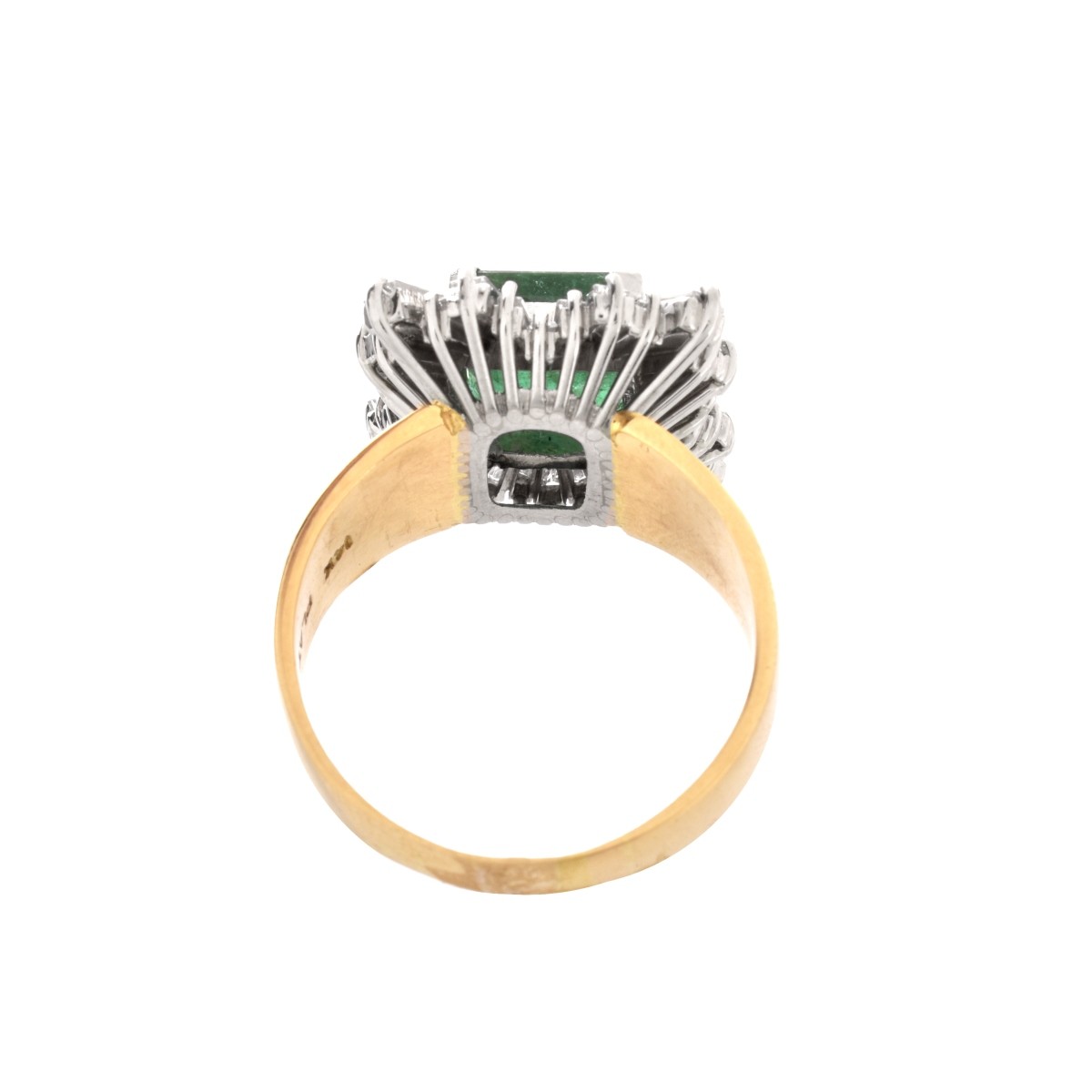 AGL Emerald, Diamond, Platinum and 14K Ring