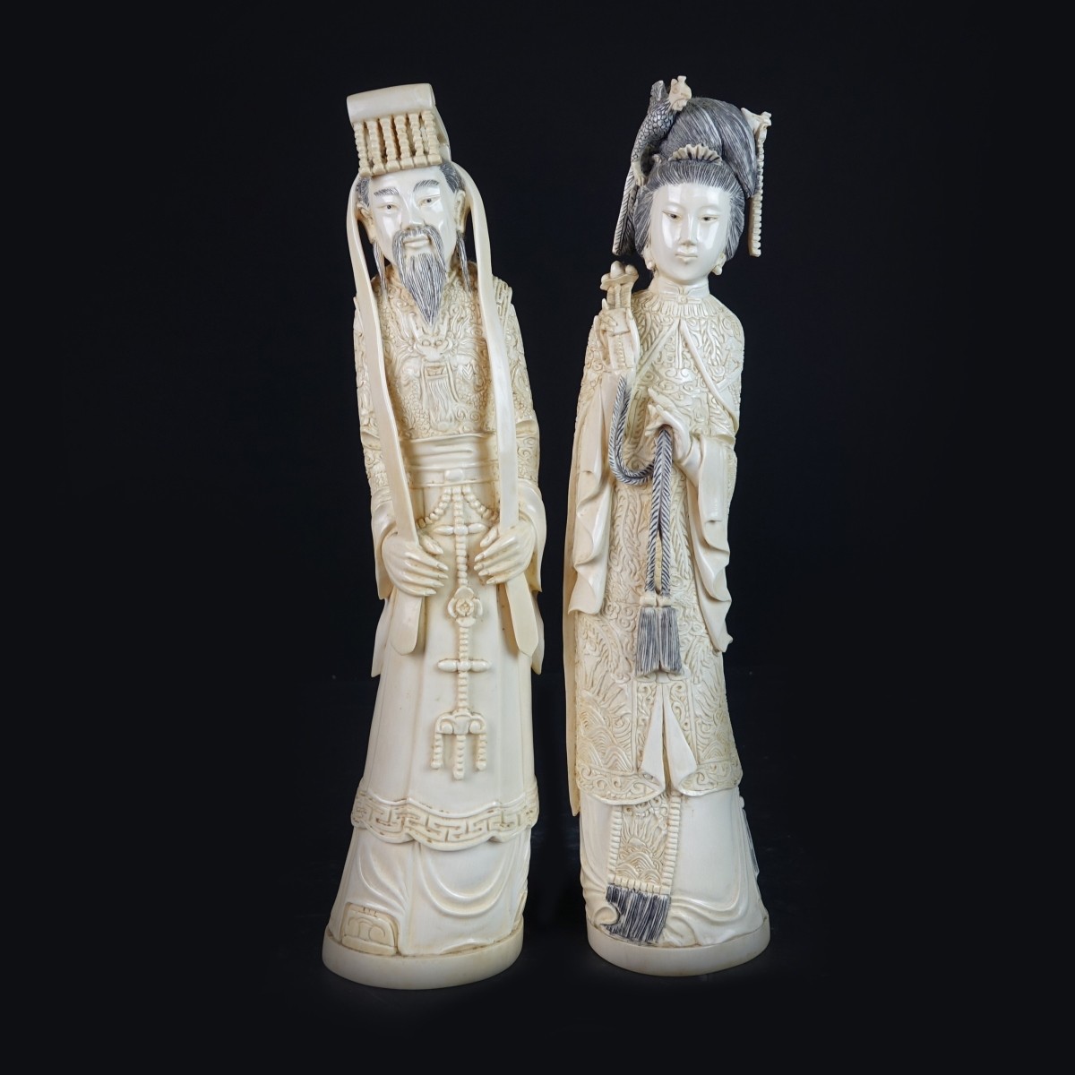 Pair of Chinese Carved Figures