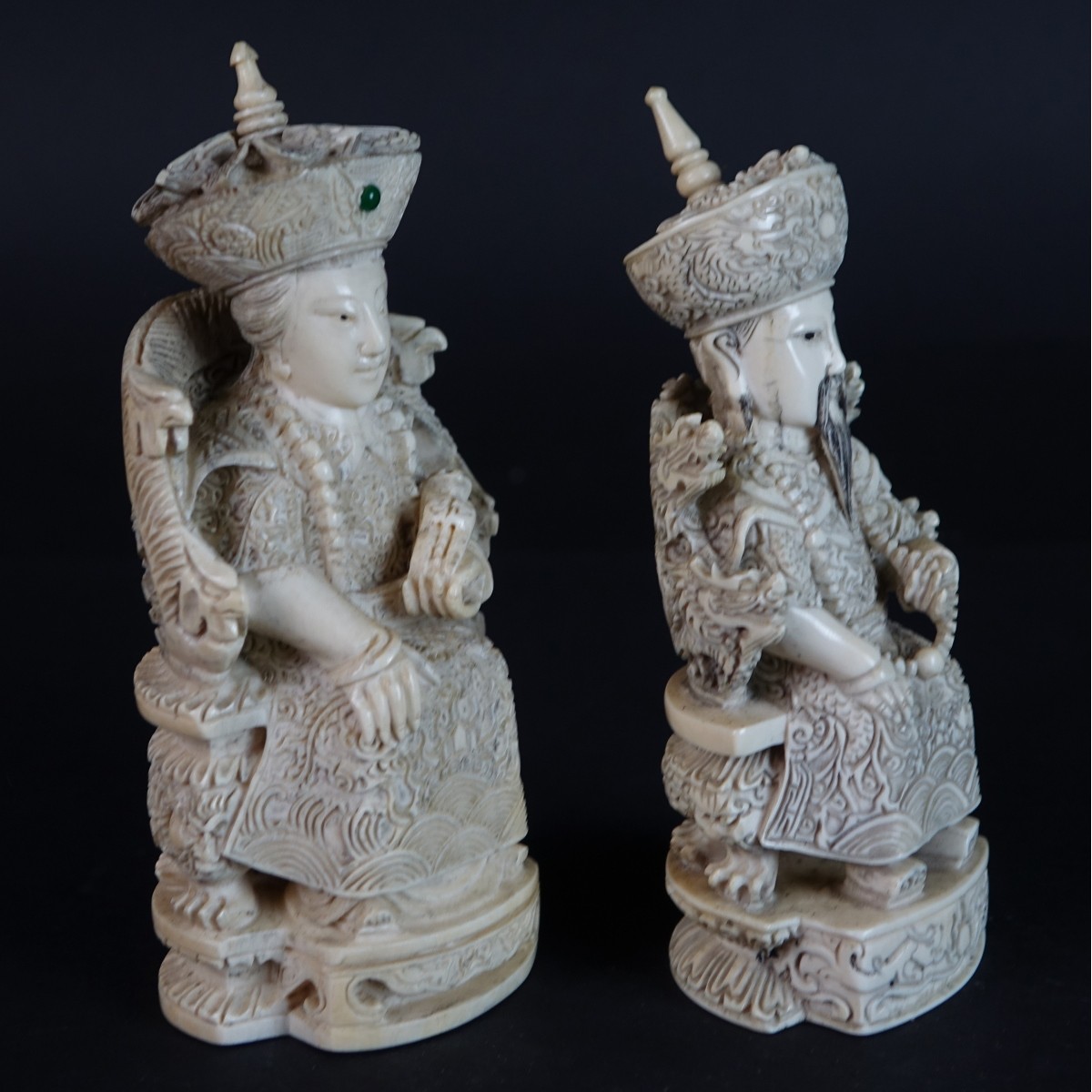 Pair of Chinese Emperor and Empress Figurines